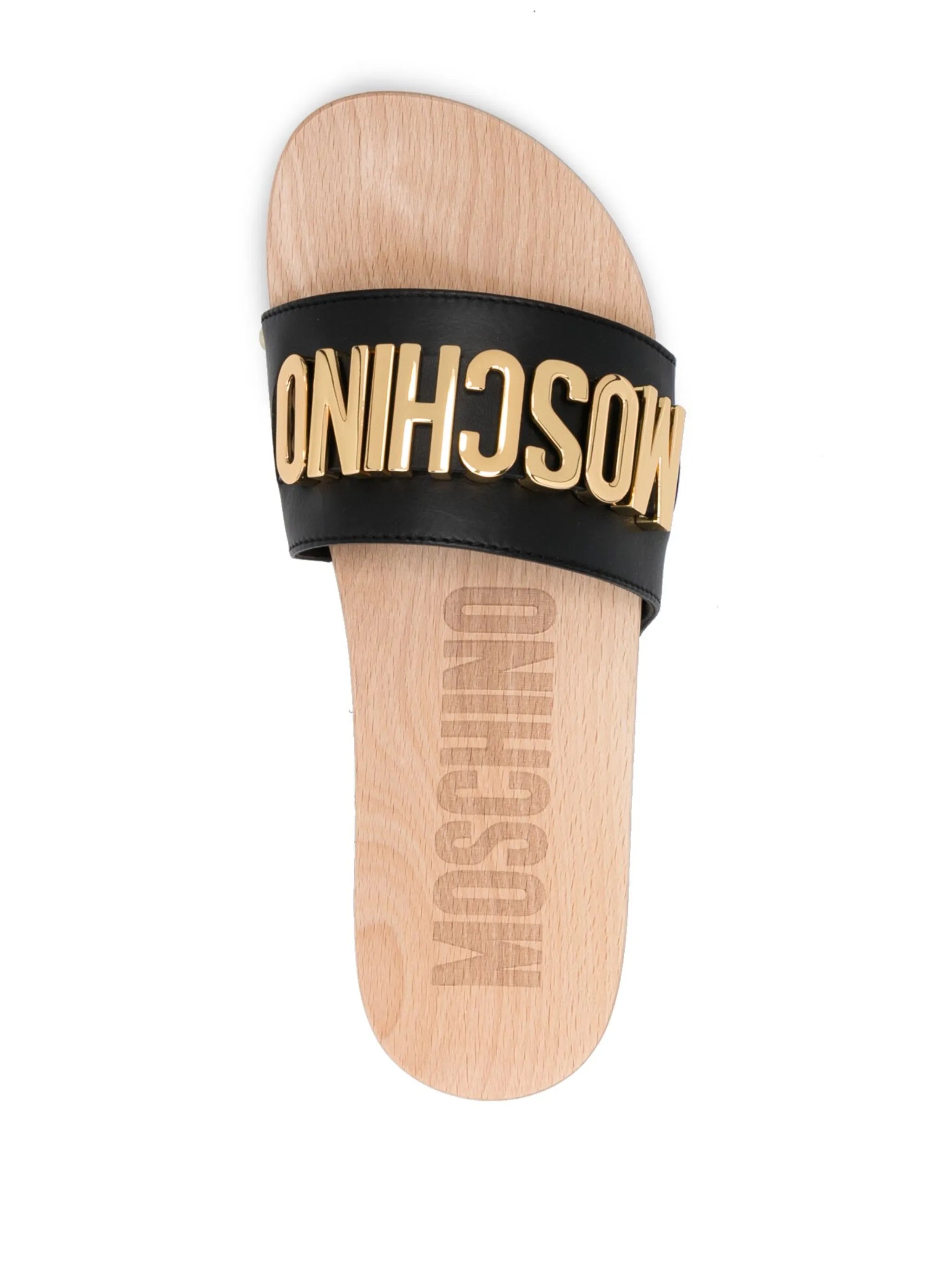 logo-lettering leather slides