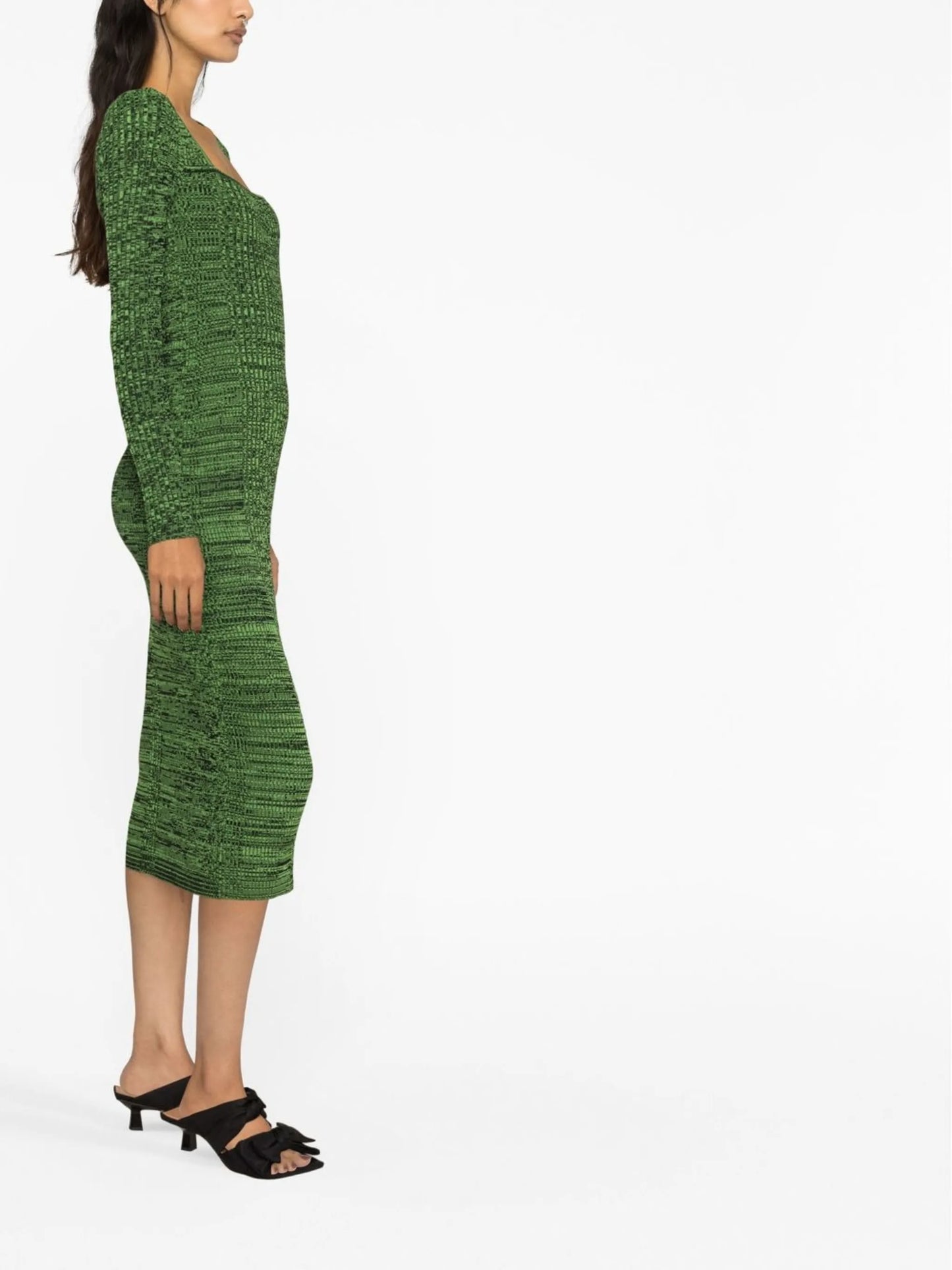 square-neck knitted midi dress