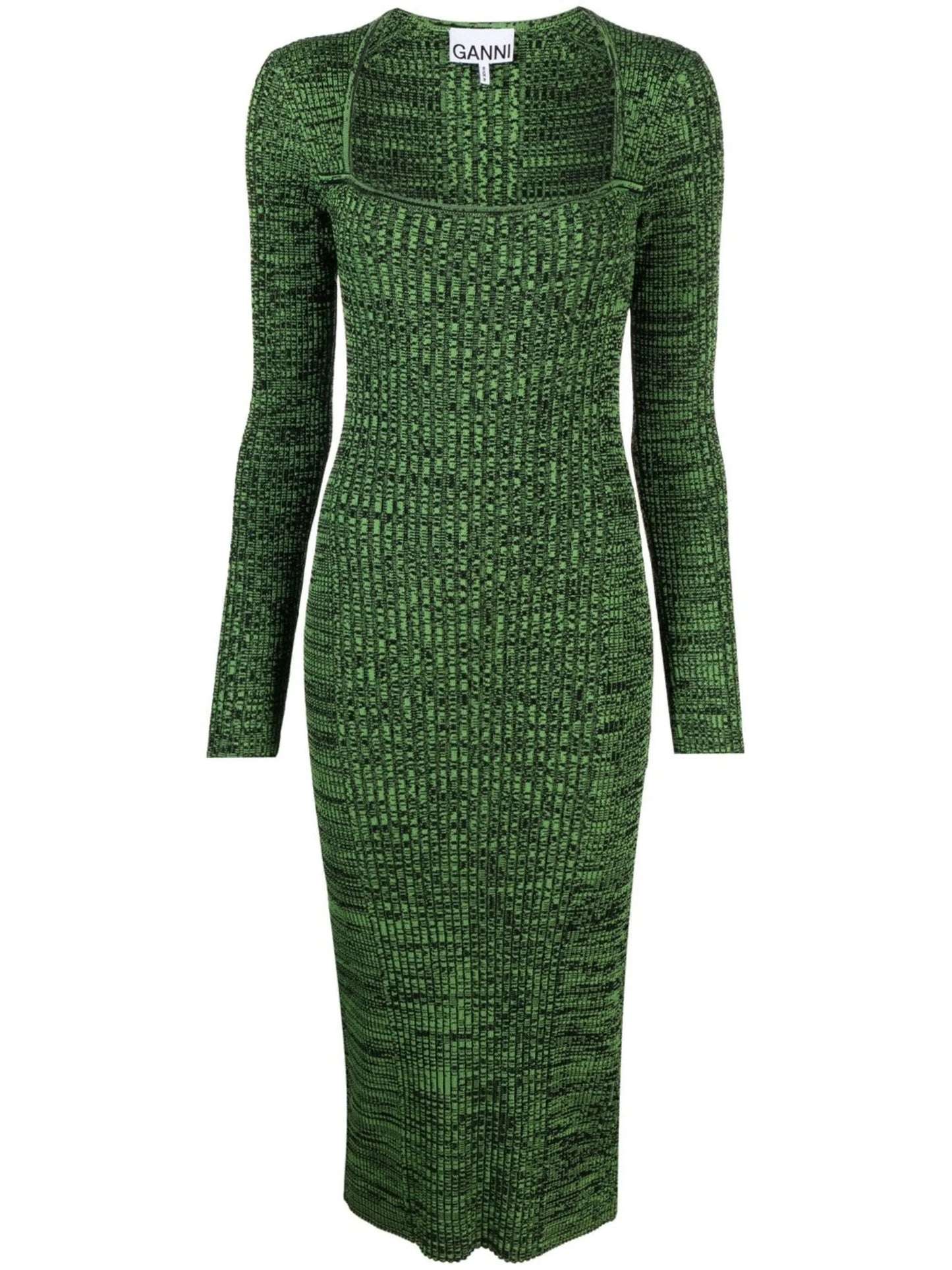 square-neck knitted midi dress
