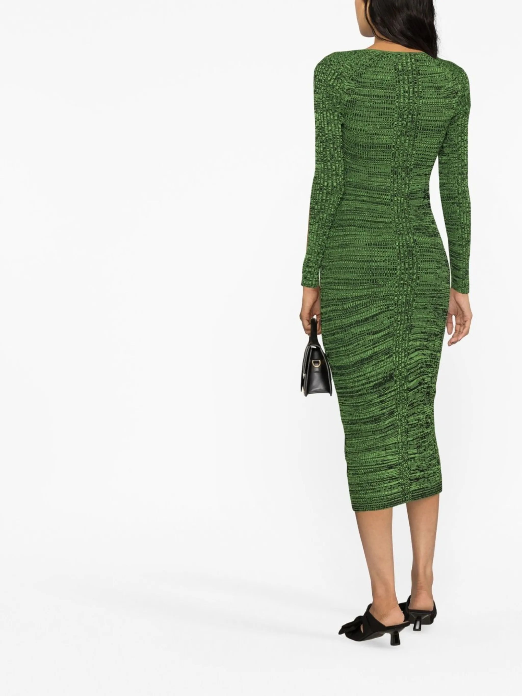 square-neck knitted midi dress