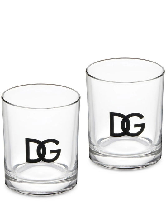 logo-print set of two drinking glasses