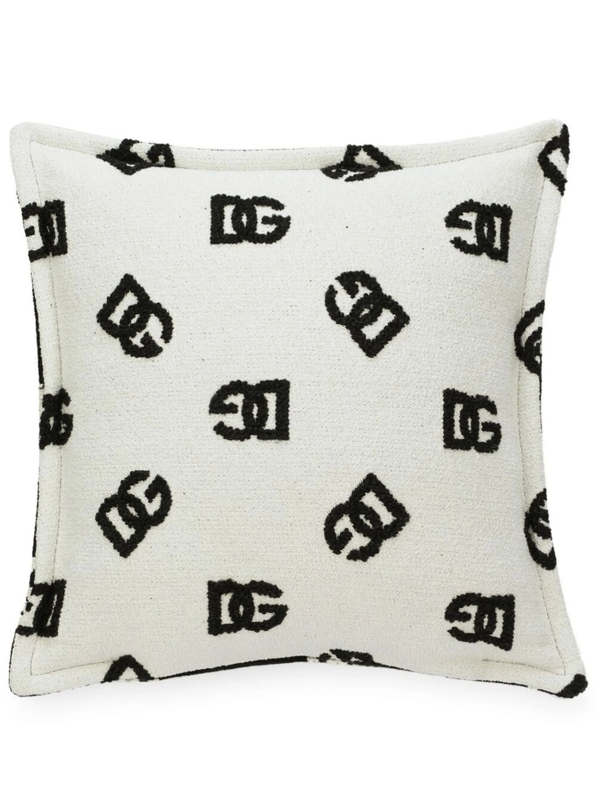 logo-print wool cushion