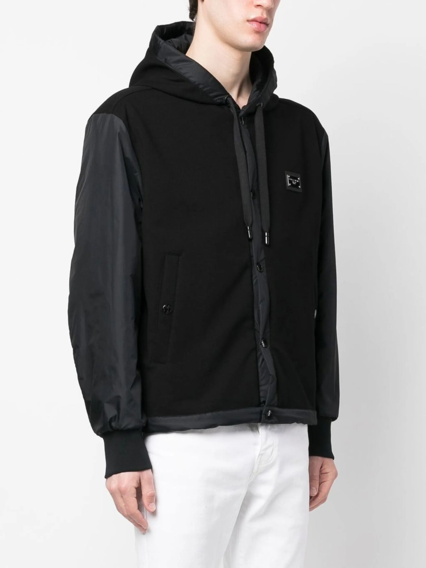 chest logo-plaque hooded jacket