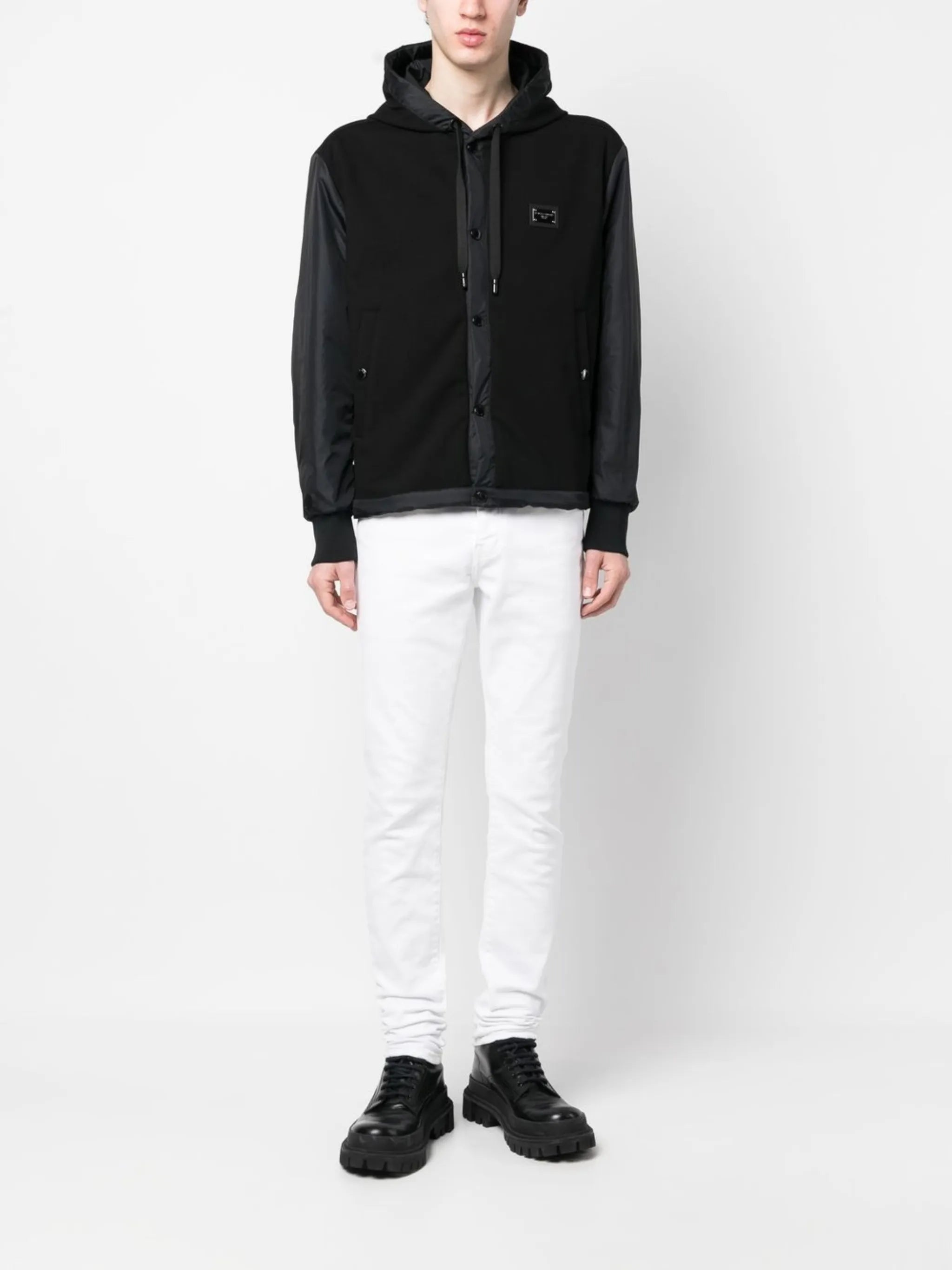 chest logo-plaque hooded jacket