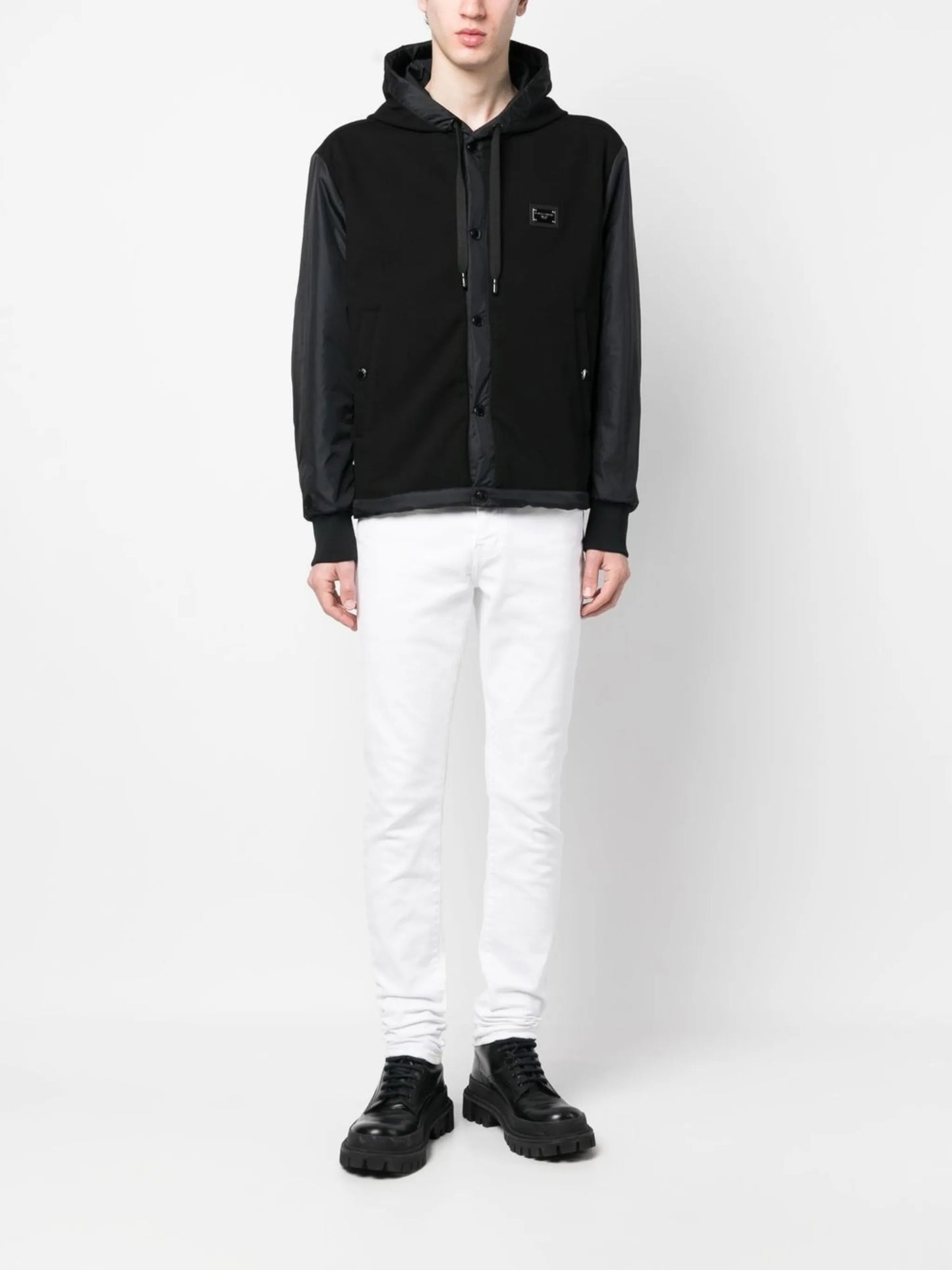 chest logo-plaque hooded jacket