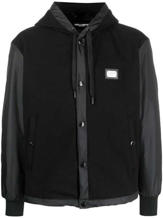 chest logo-plaque hooded jacket