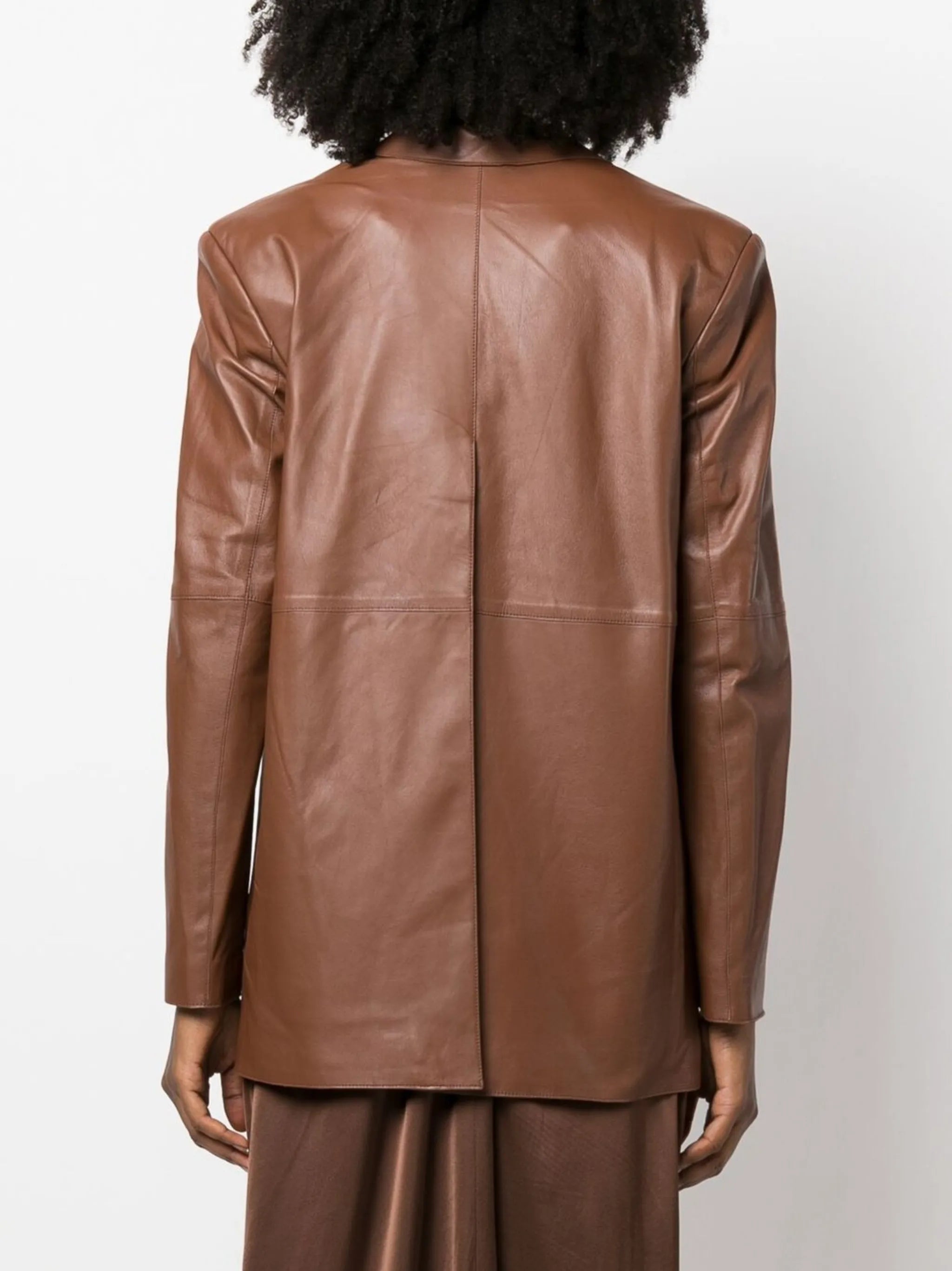 single-breasted leather blazer