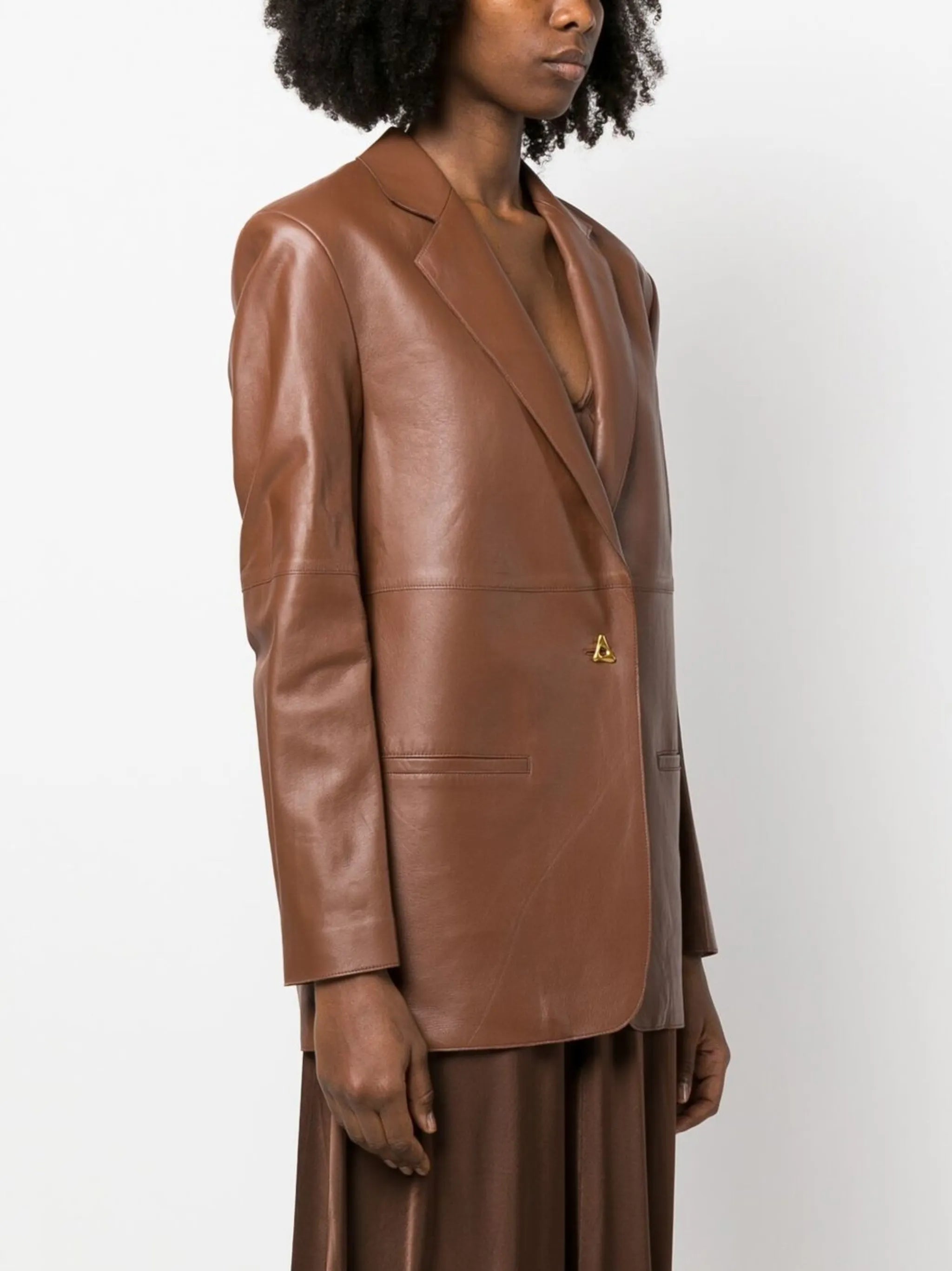 single-breasted leather blazer