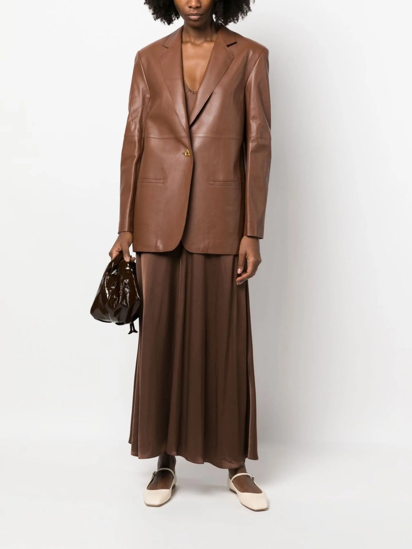 single-breasted leather blazer