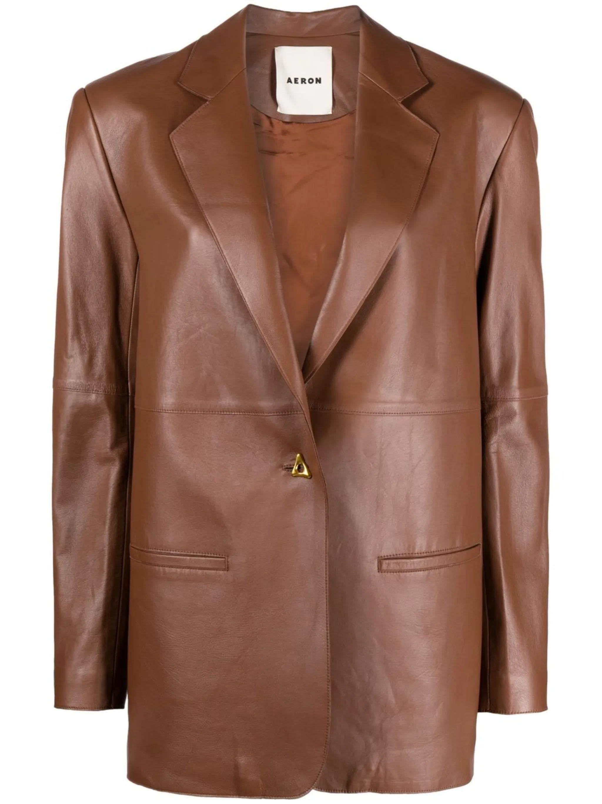 single-breasted leather blazer