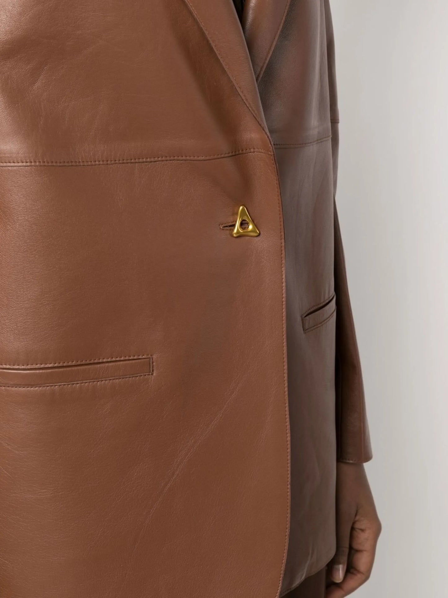 single-breasted leather blazer