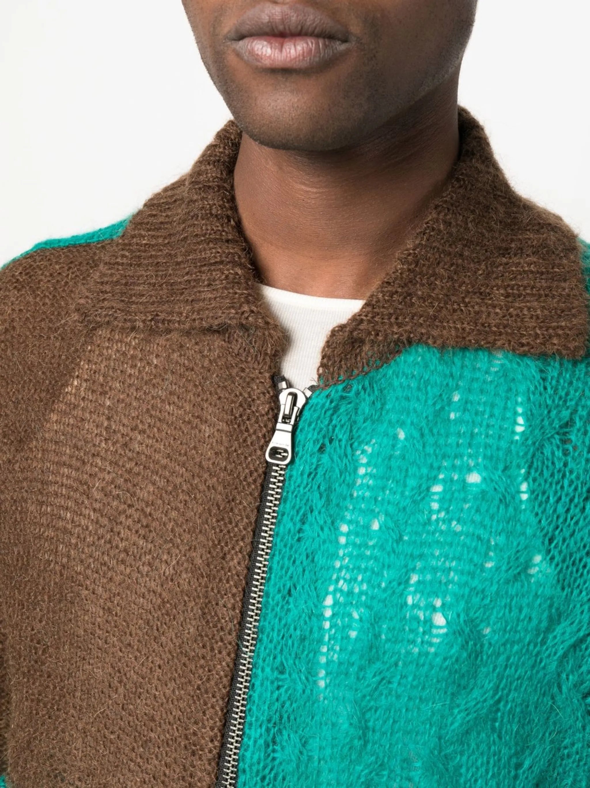 patchwork zip-up cardigan