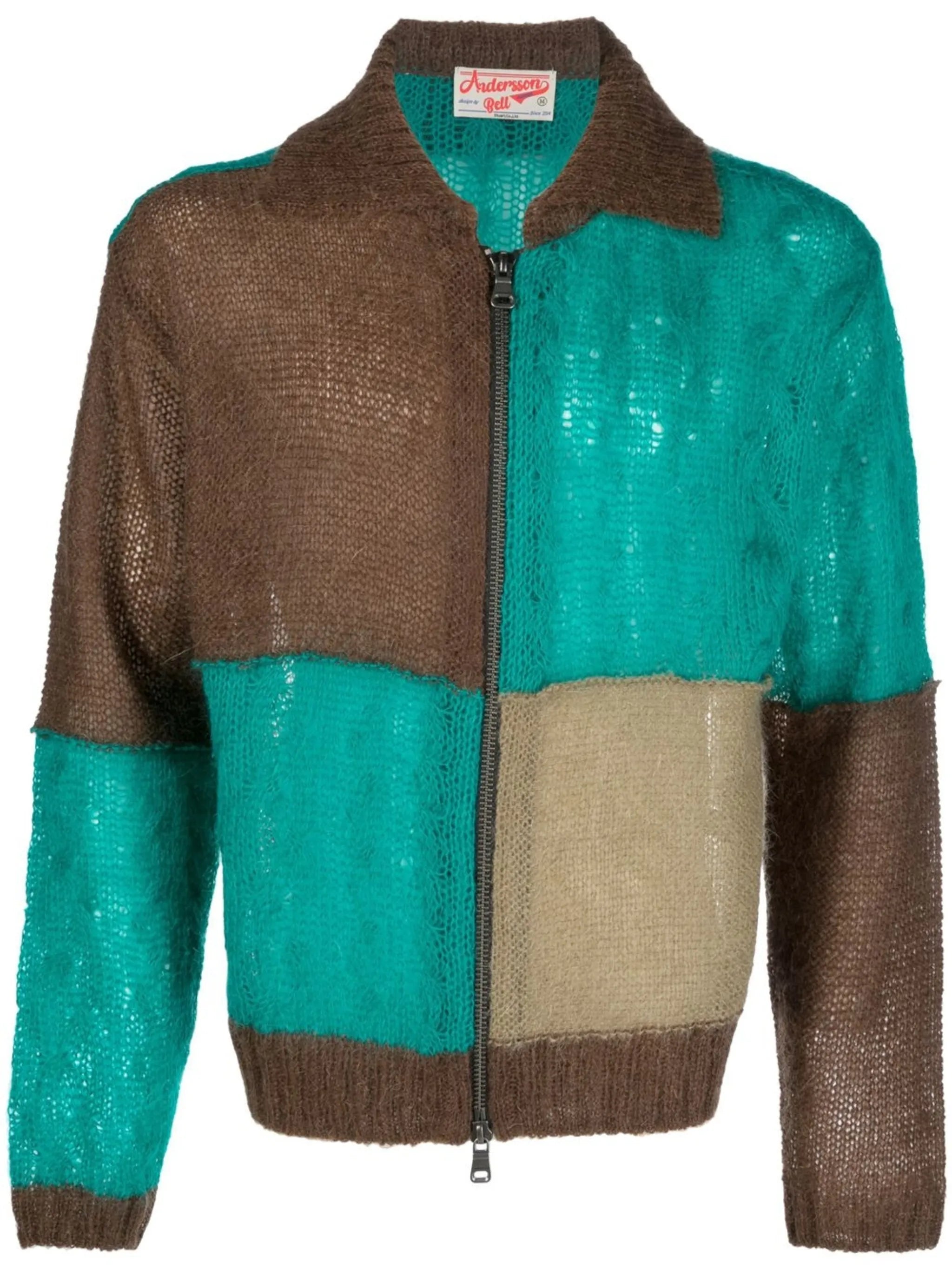 patchwork zip-up cardigan