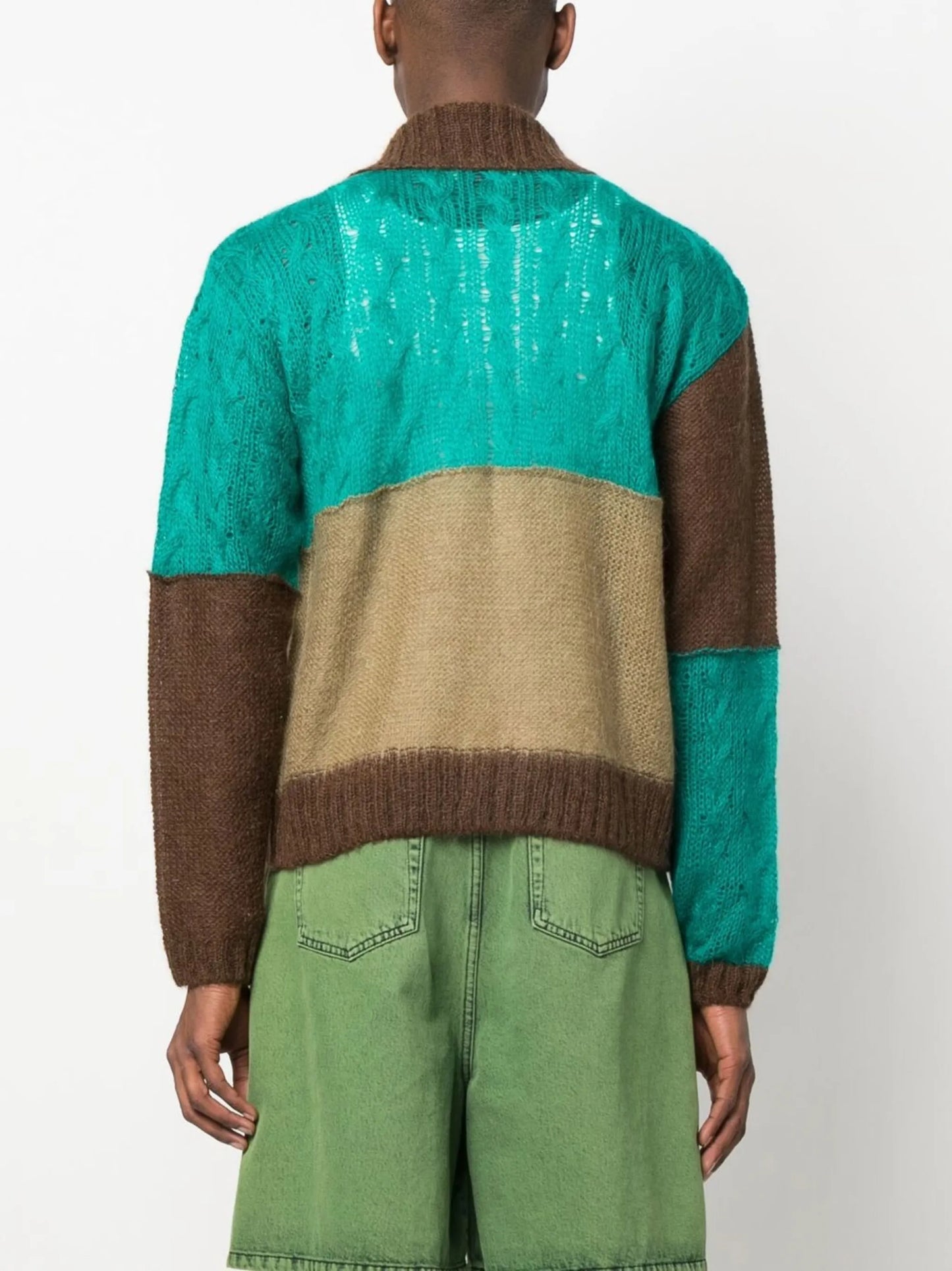 patchwork zip-up cardigan