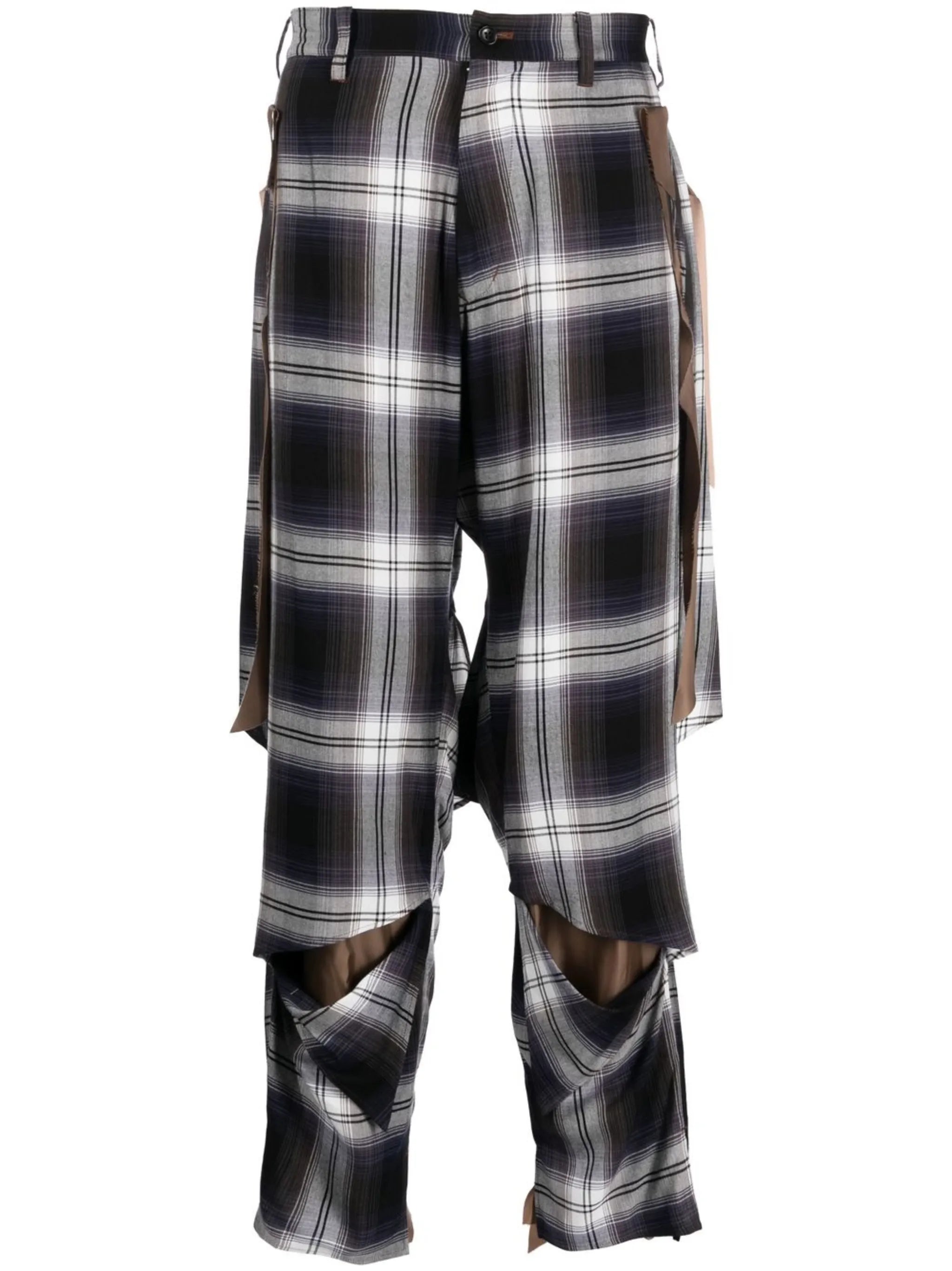 plaid wide-leg trousers