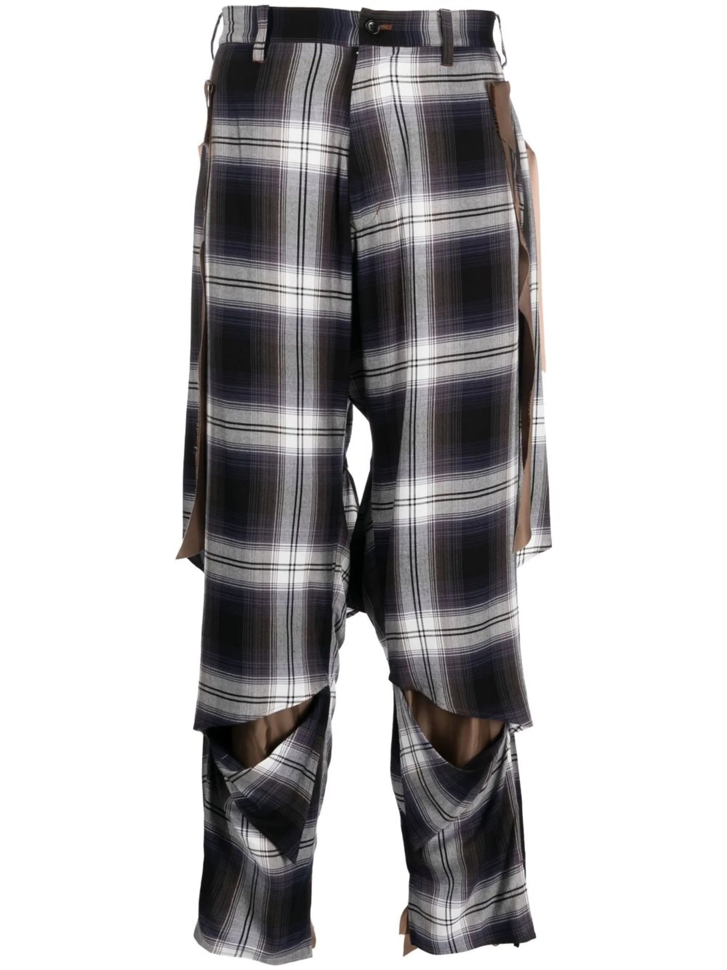 plaid wide-leg trousers