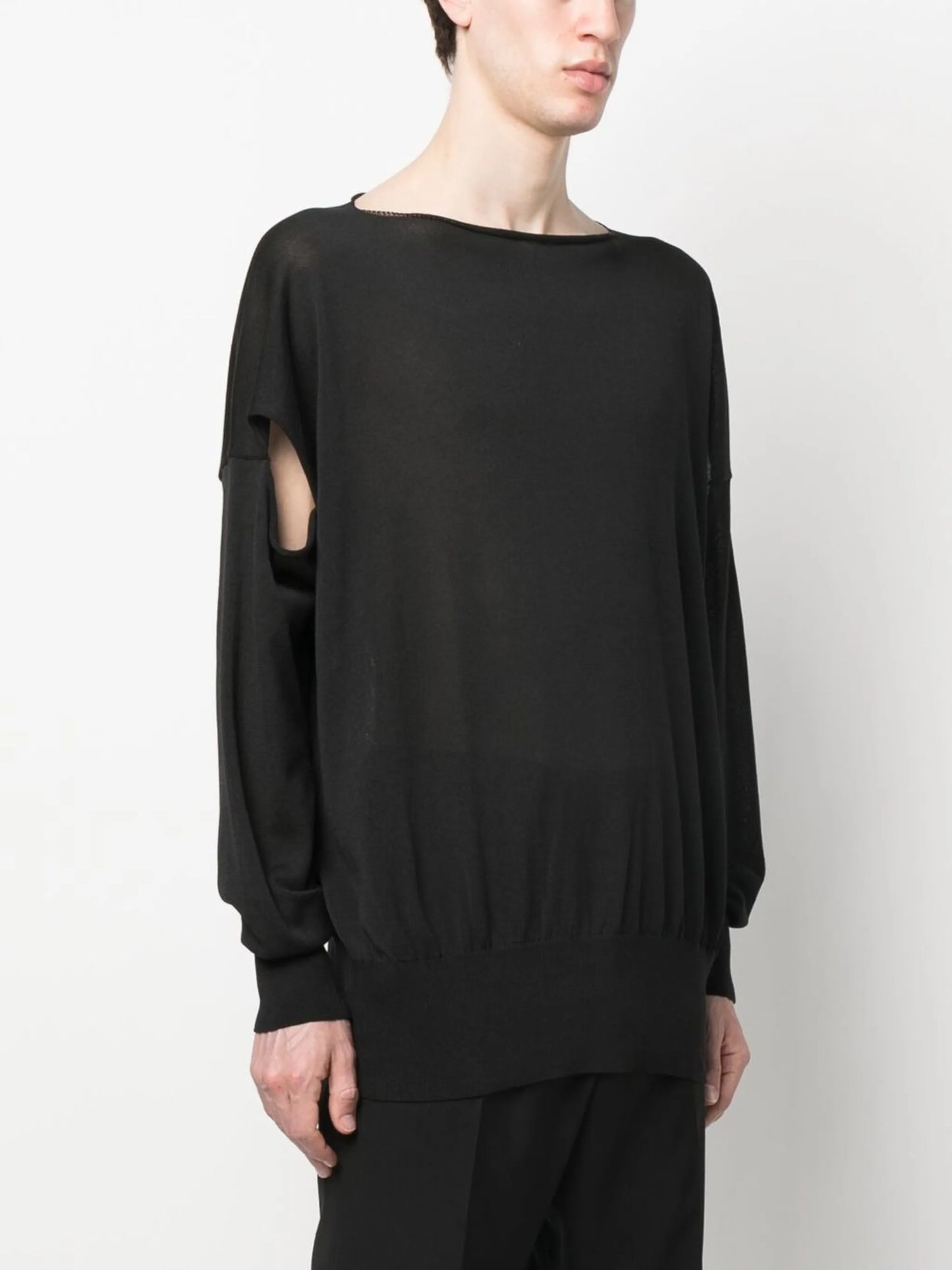 fine-knit wide-neck jumper