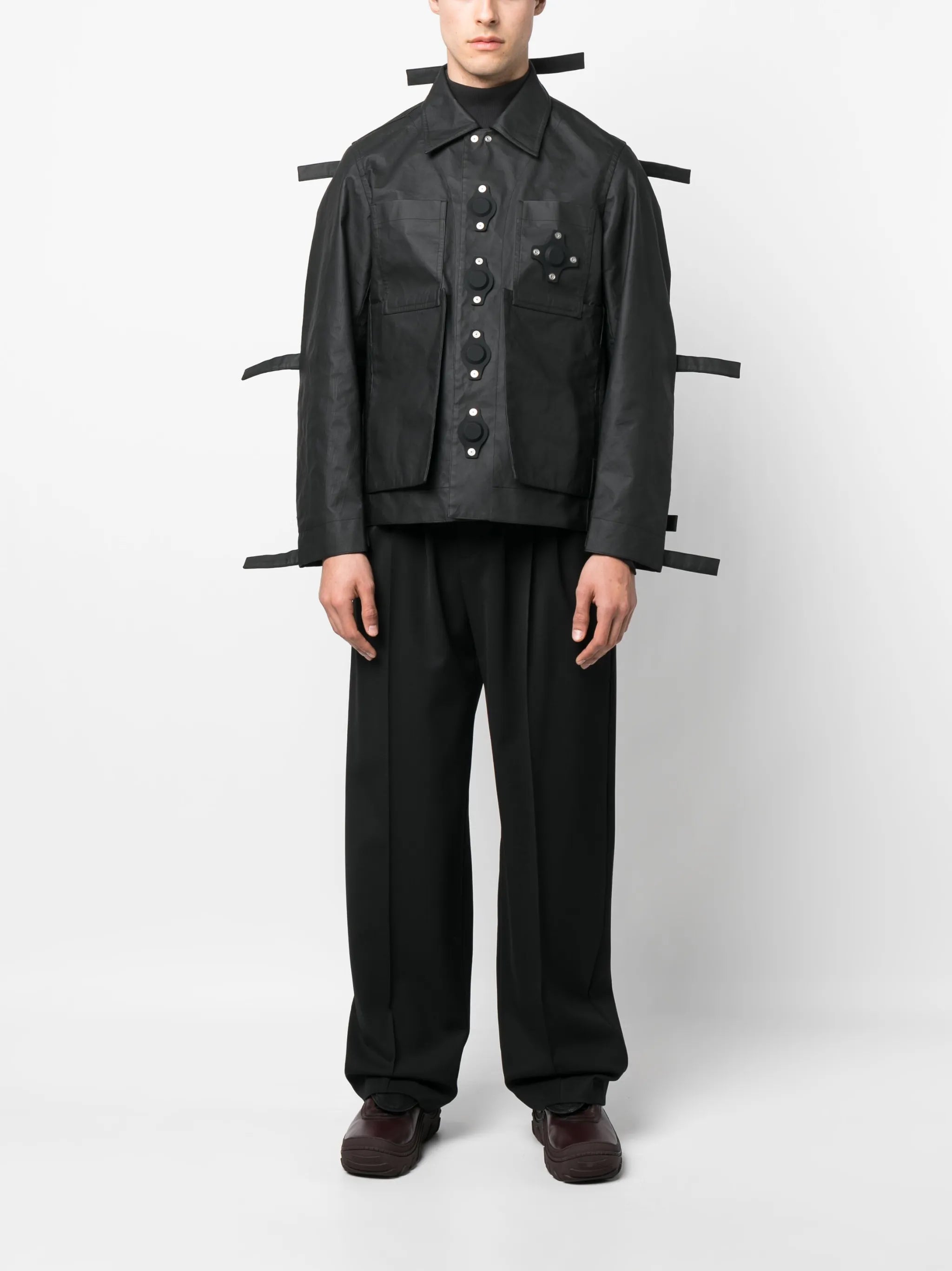 Tab eyelet strings bomber jacket