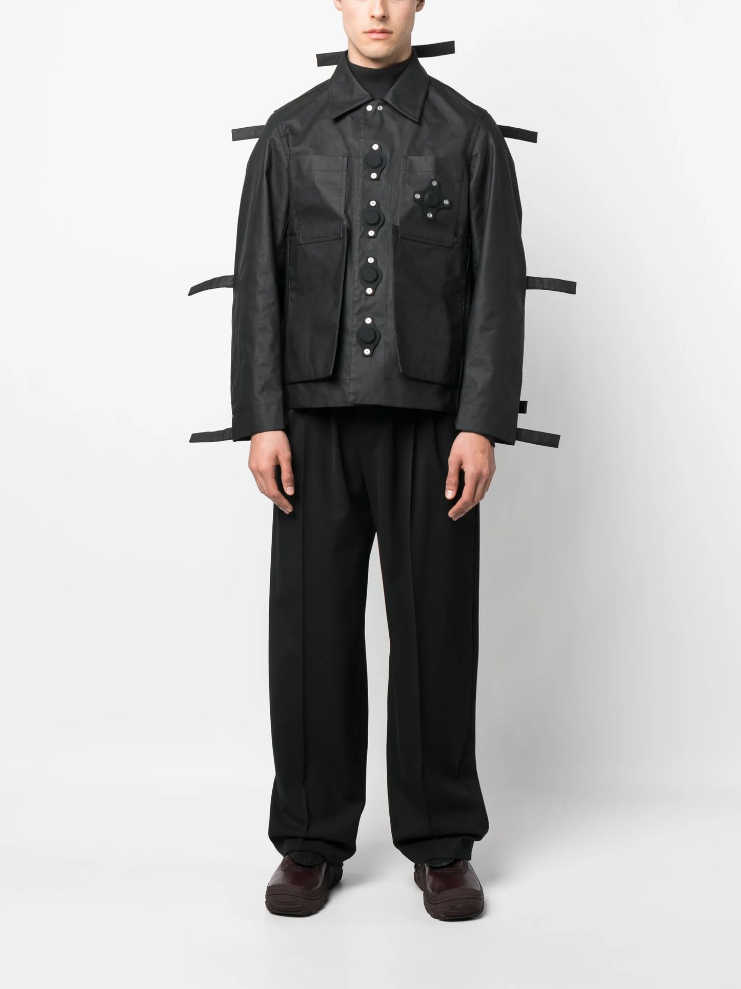 Tab eyelet strings bomber jacket