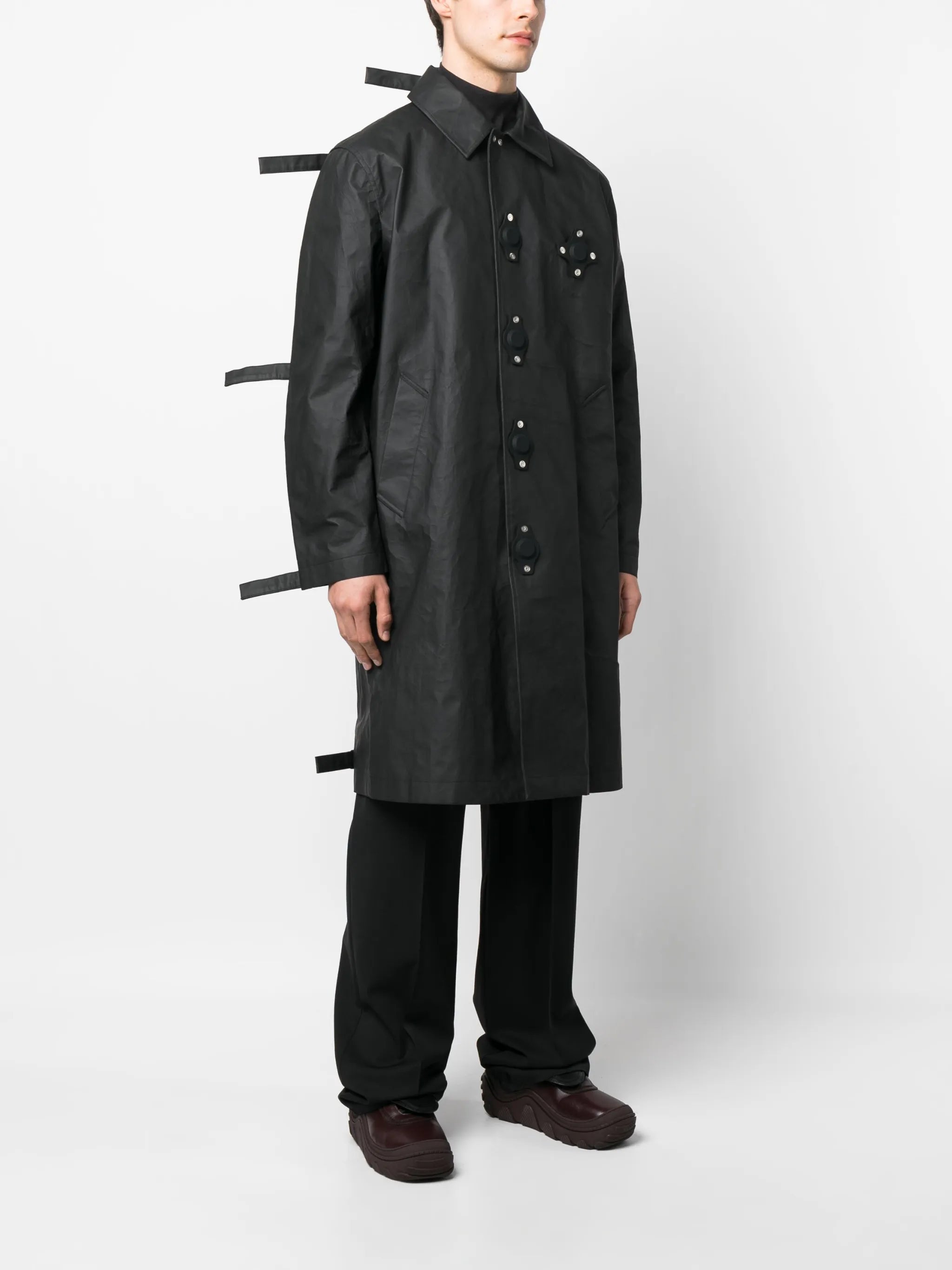 matte-finish long coat