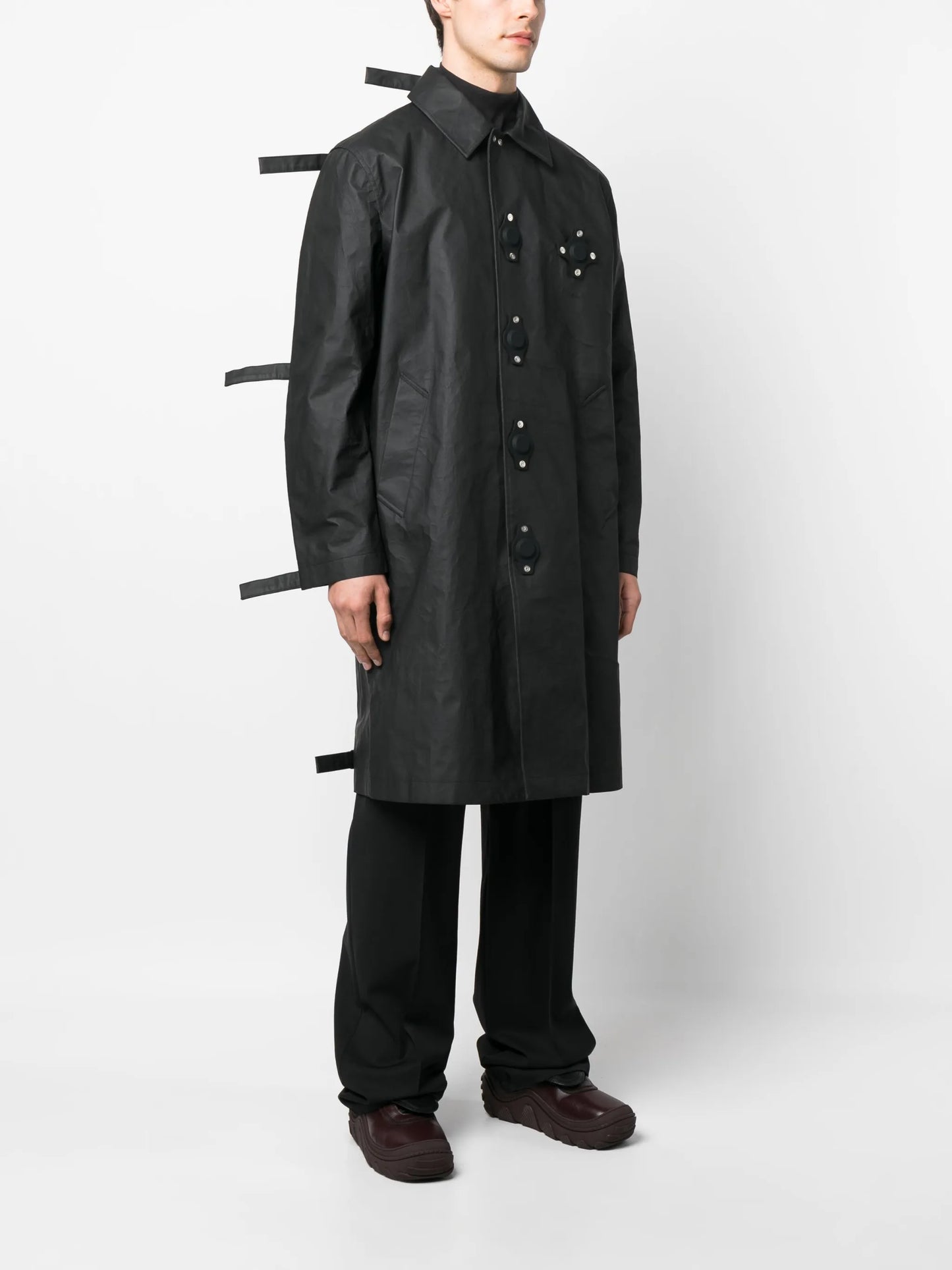 matte-finish long coat