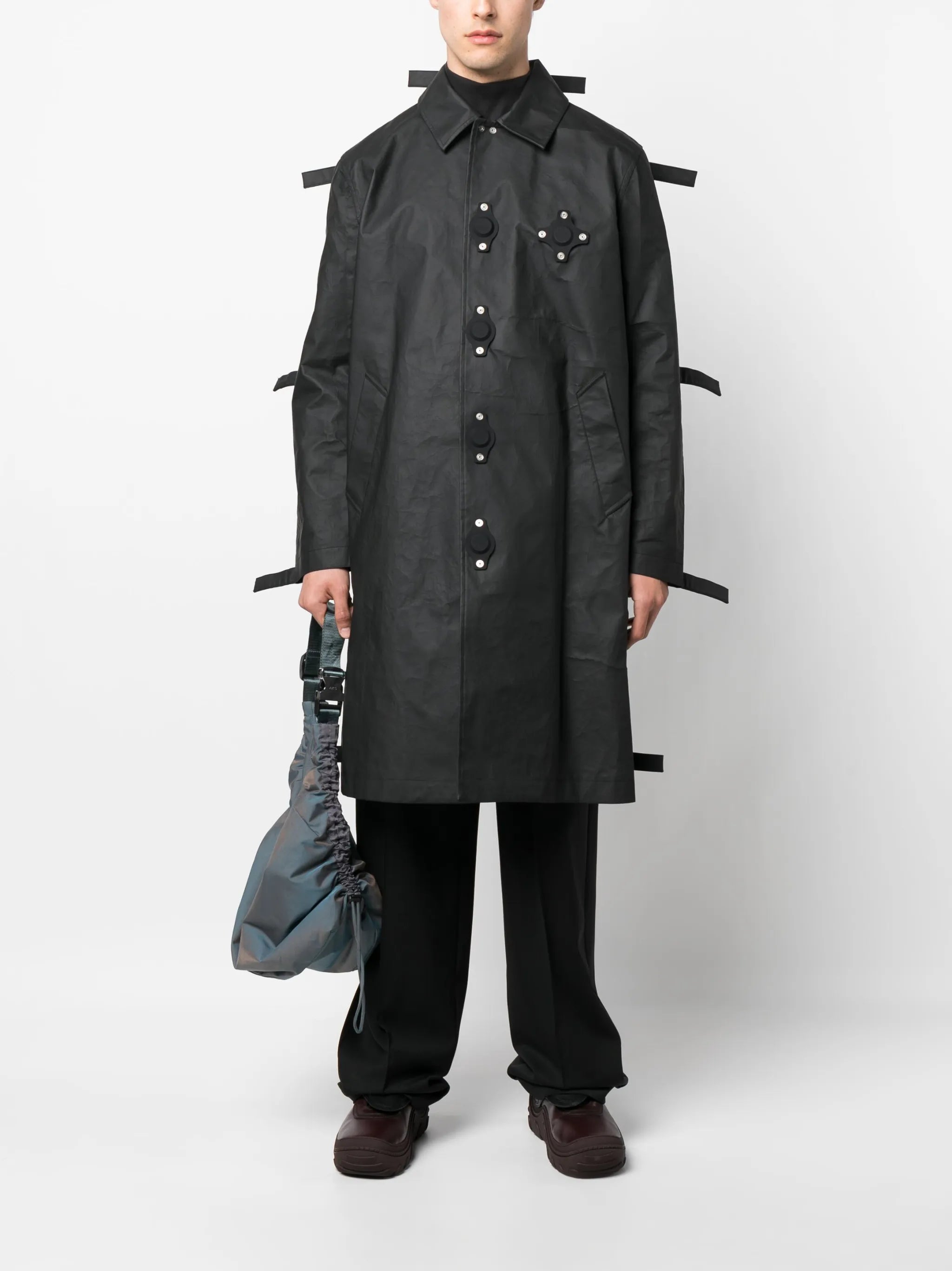 matte-finish long coat