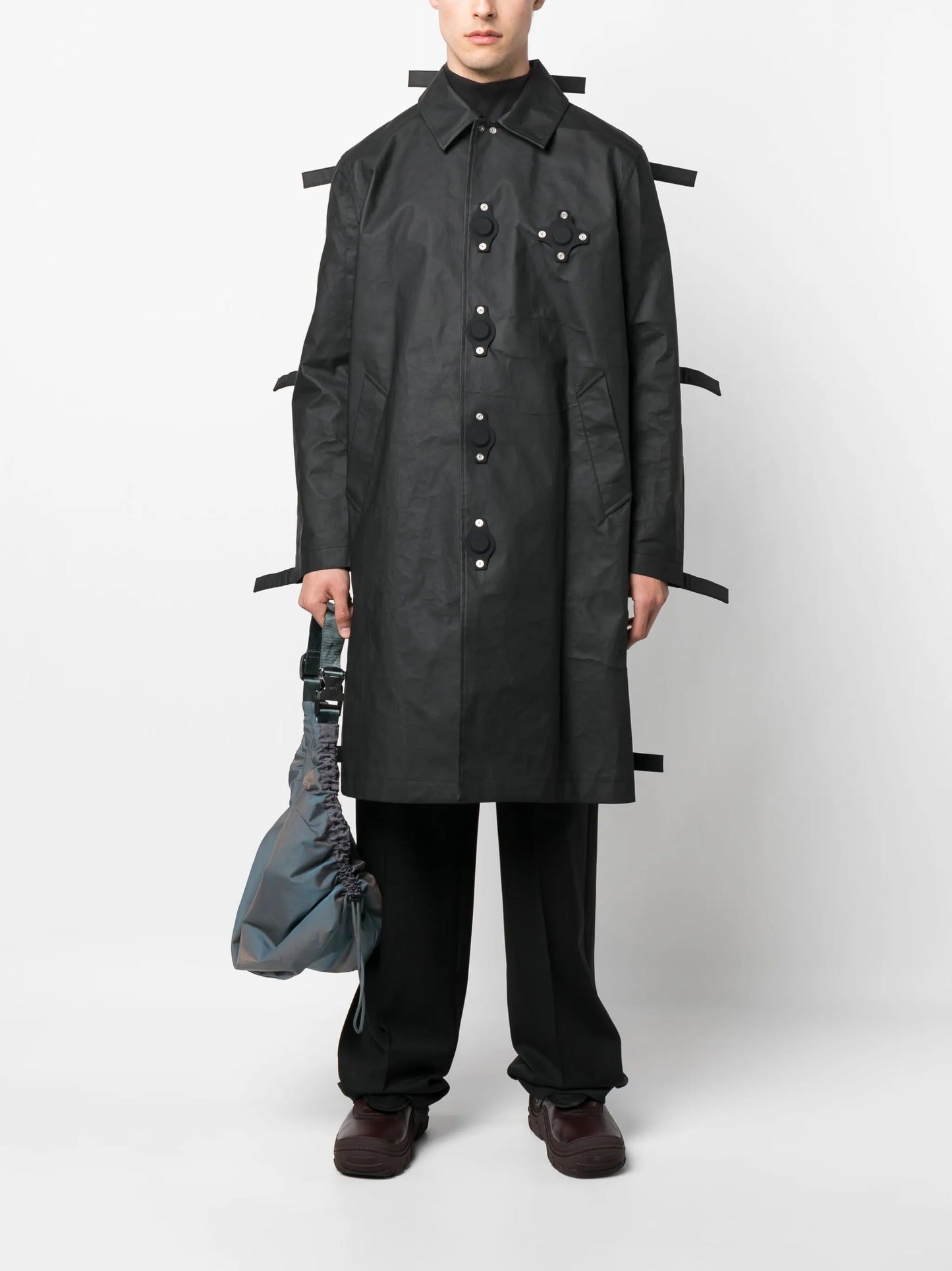 matte-finish long coat