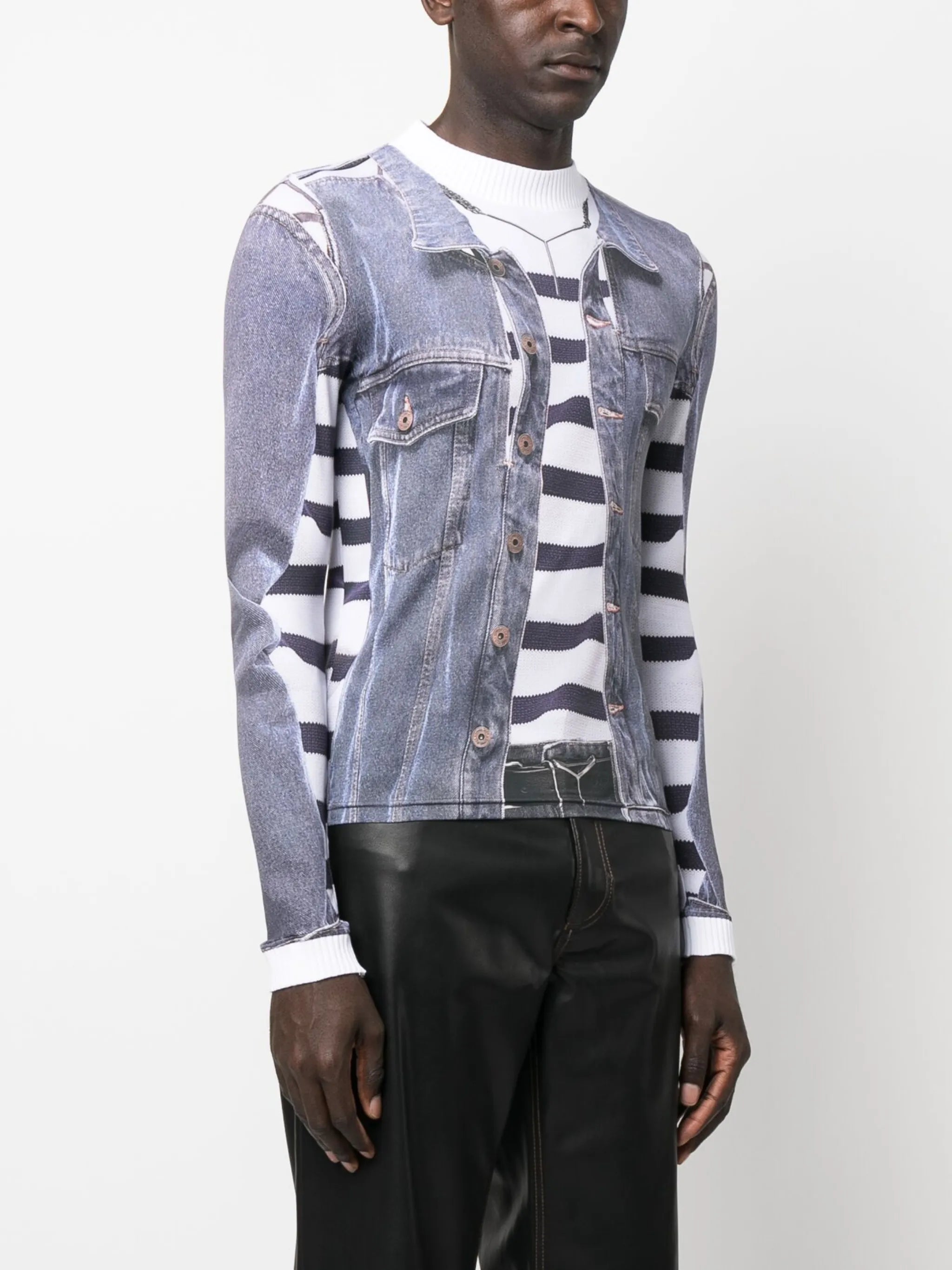 trompe l'oeil-print long-sleeved T-shirt