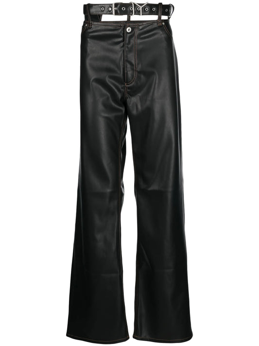 belt-detail loose-fit trousers