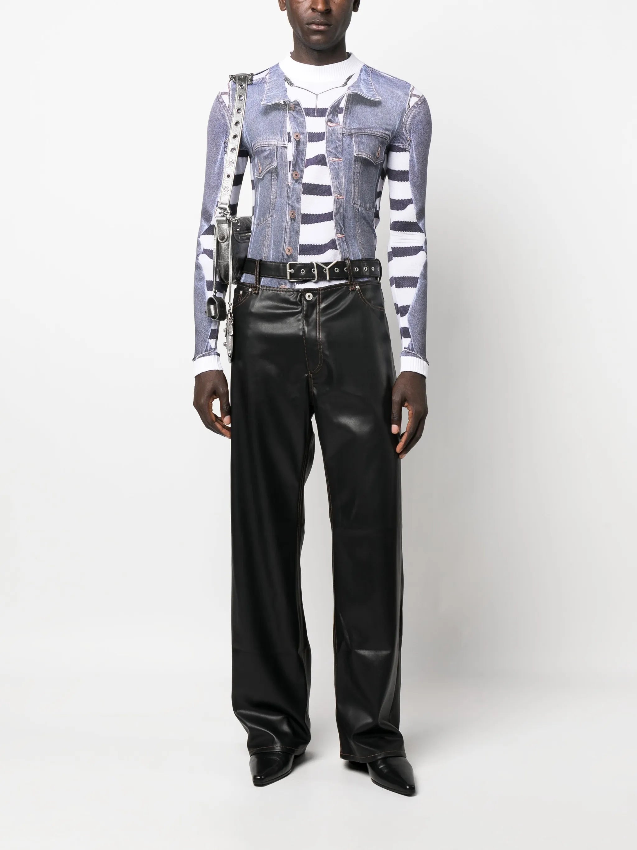 belt-detail loose-fit trousers