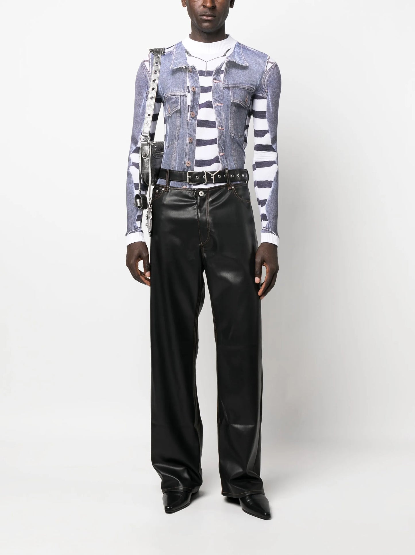 belt-detail loose-fit trousers