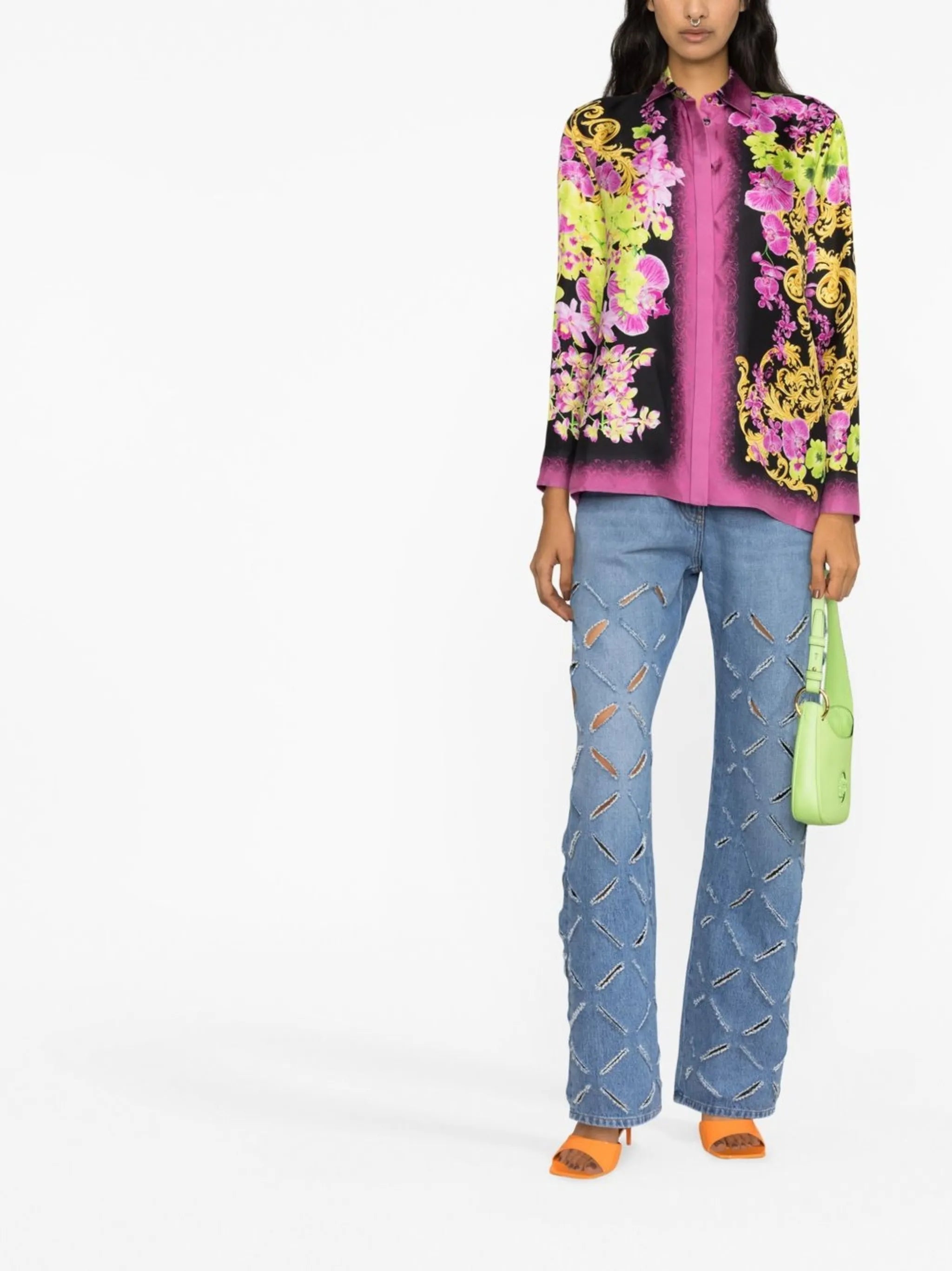 graphic-print silk shirt