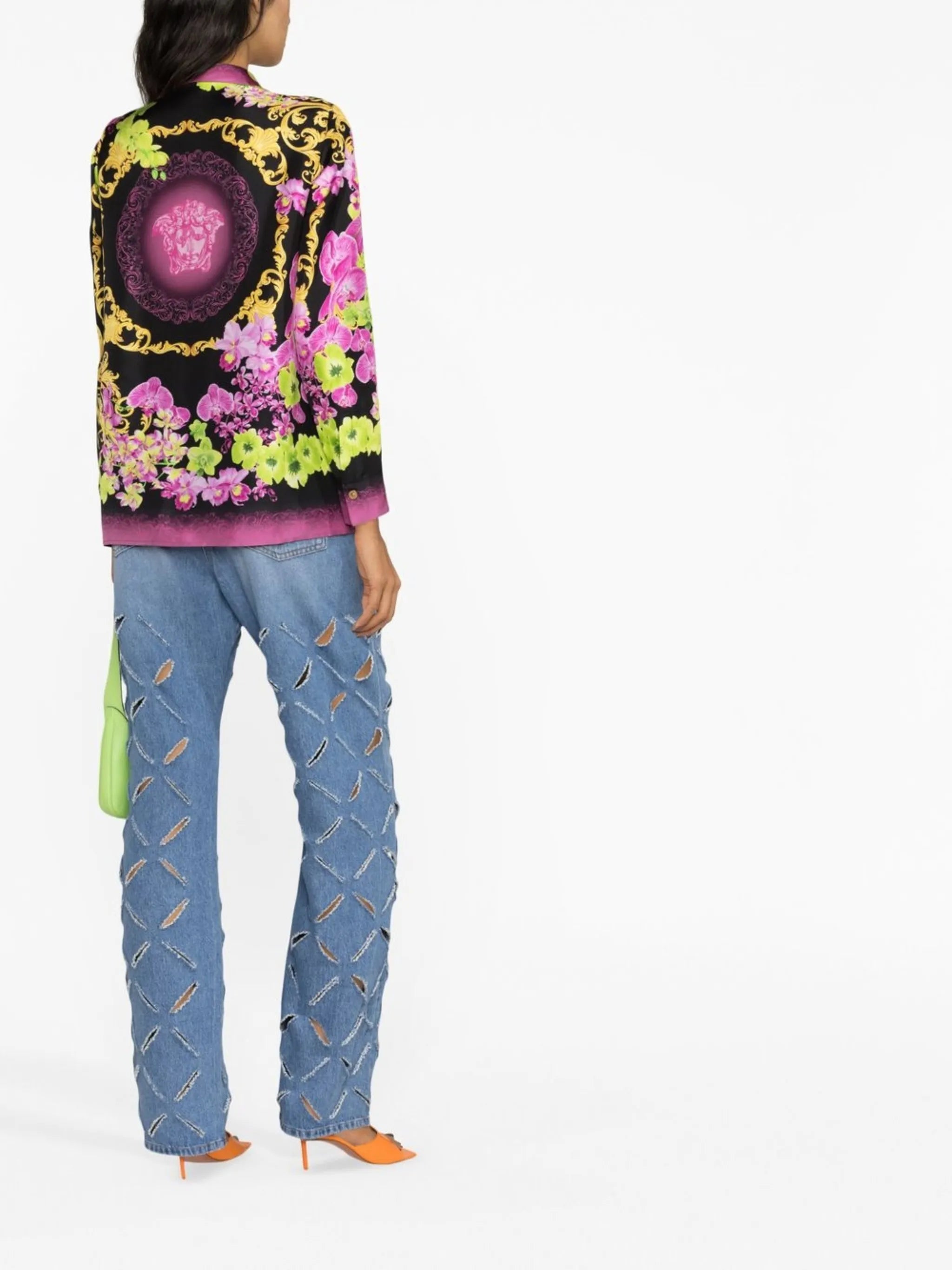 graphic-print silk shirt