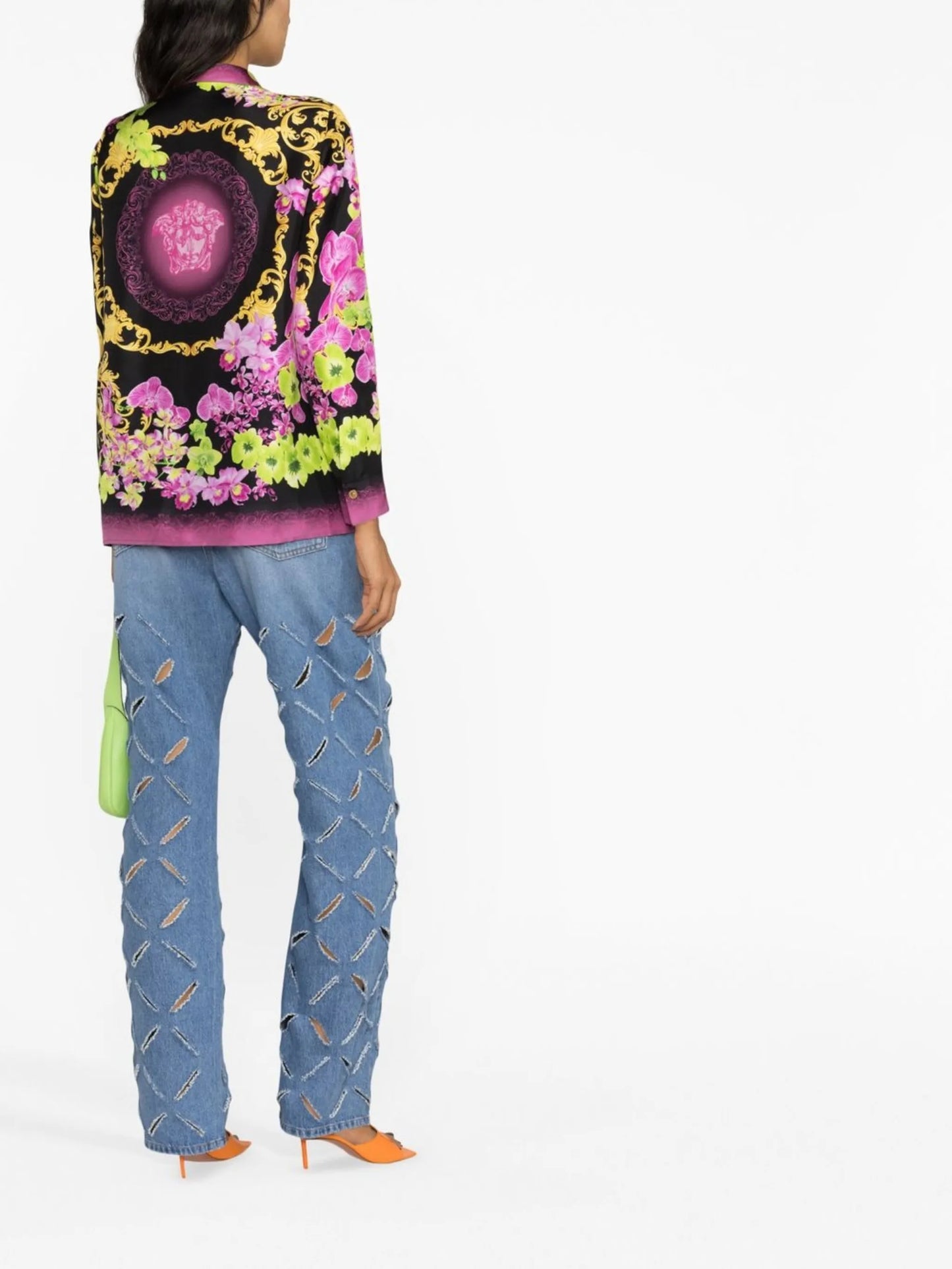 graphic-print silk shirt