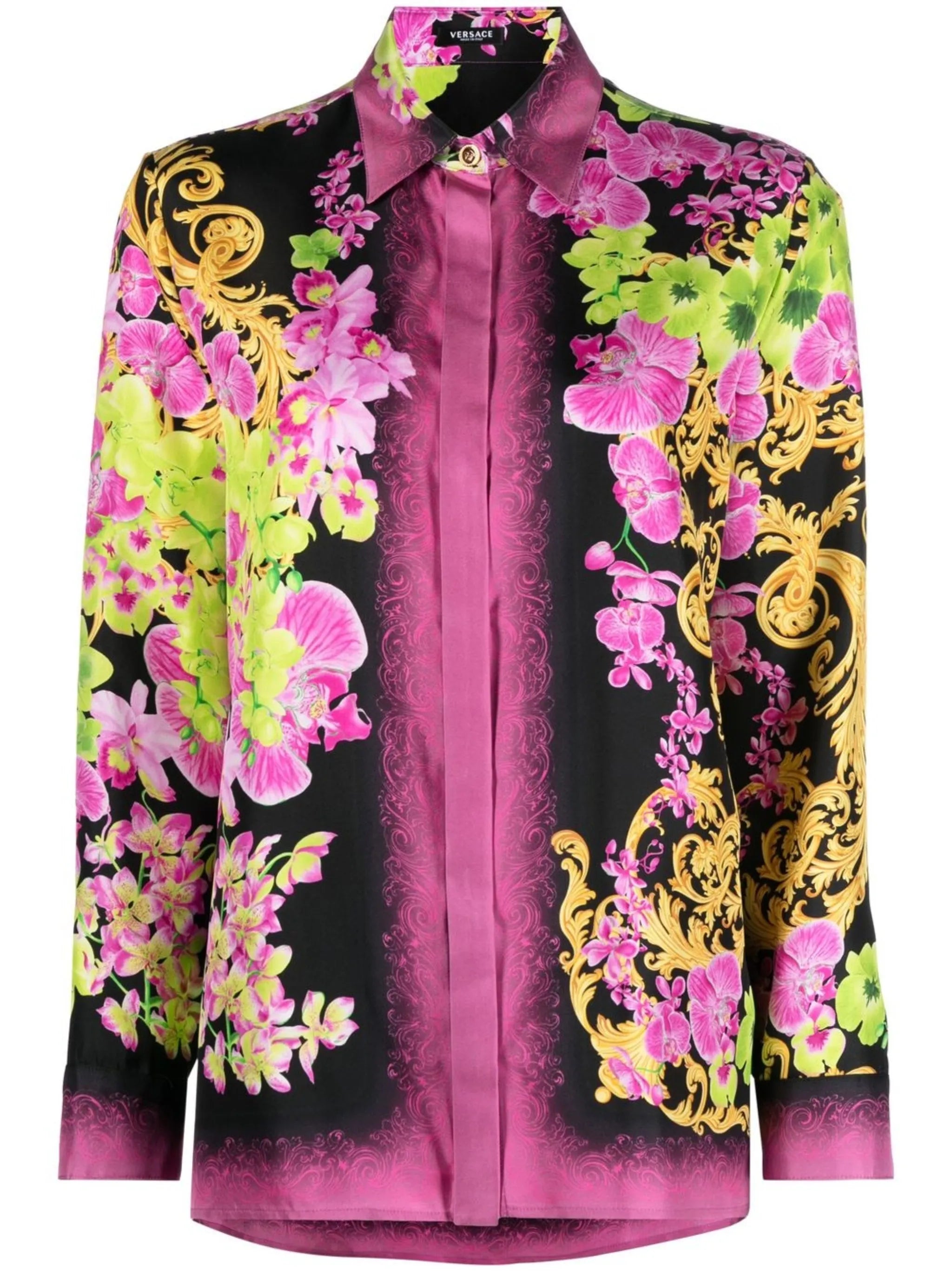 graphic-print silk shirt