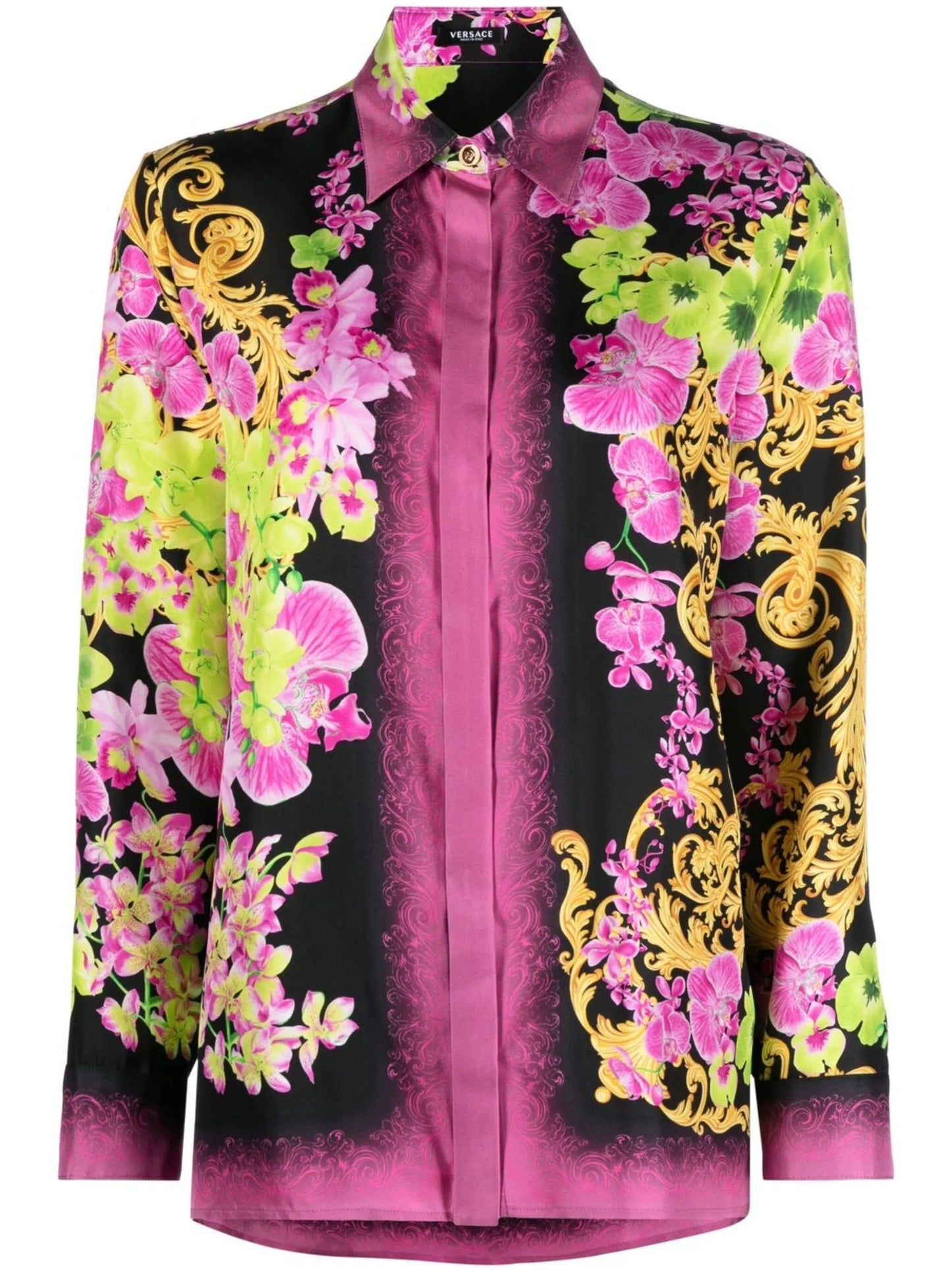 graphic-print silk shirt
