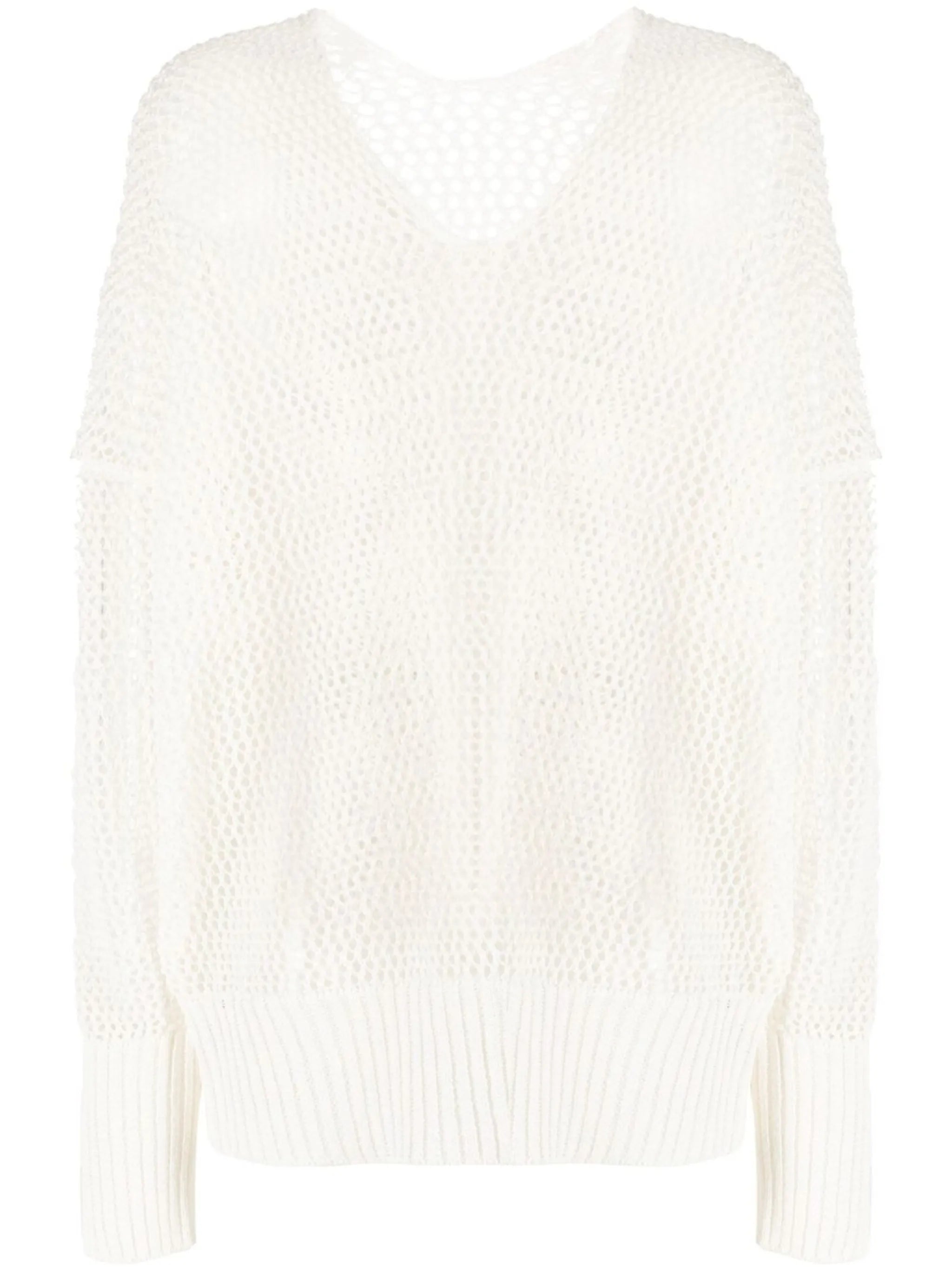V-neck mesh jumper