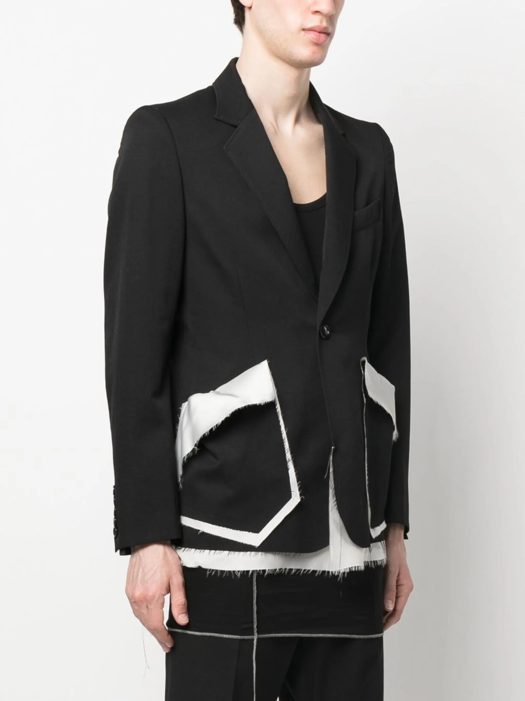 distressed single-breasted blazer