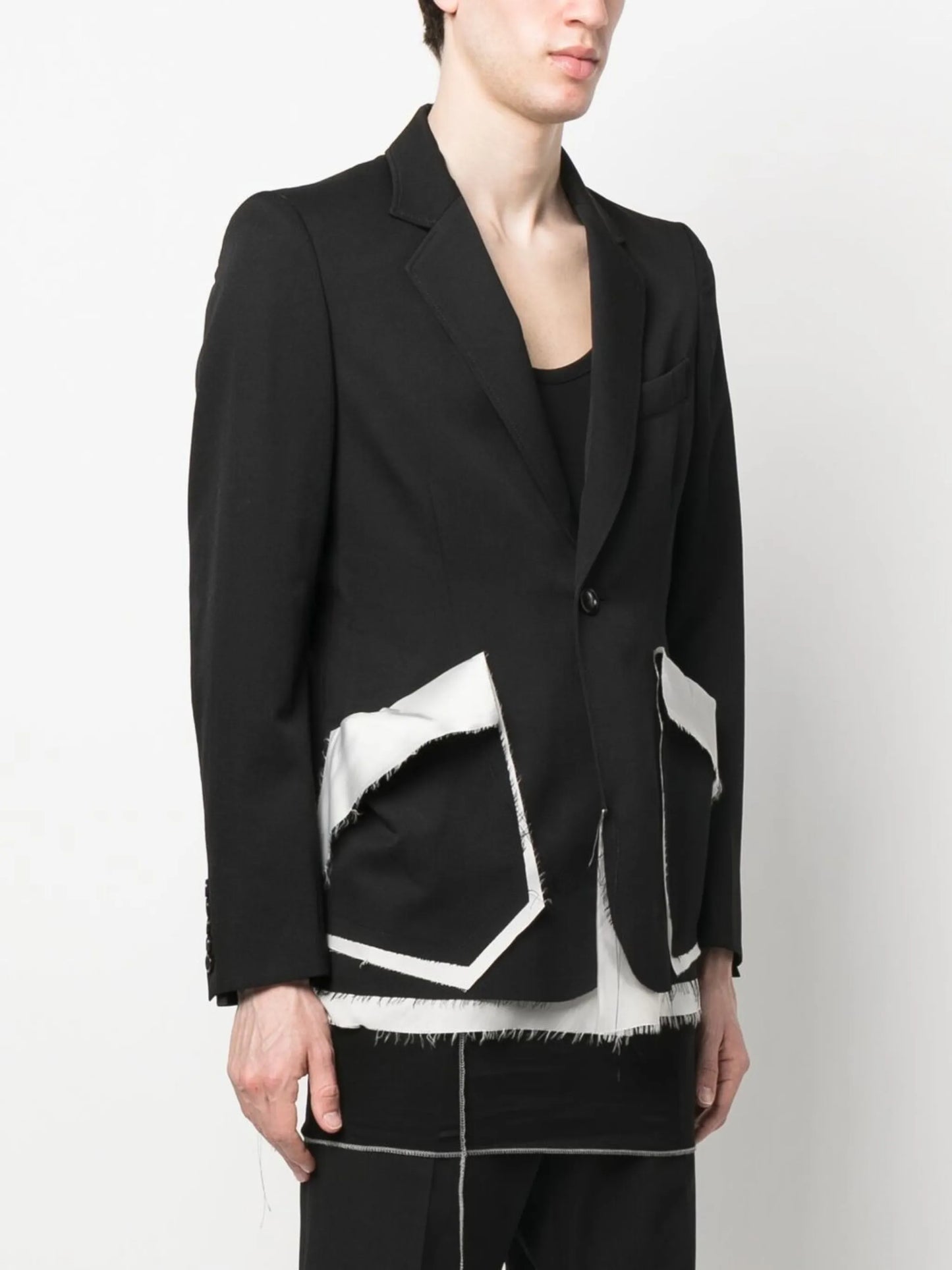 distressed single-breasted blazer