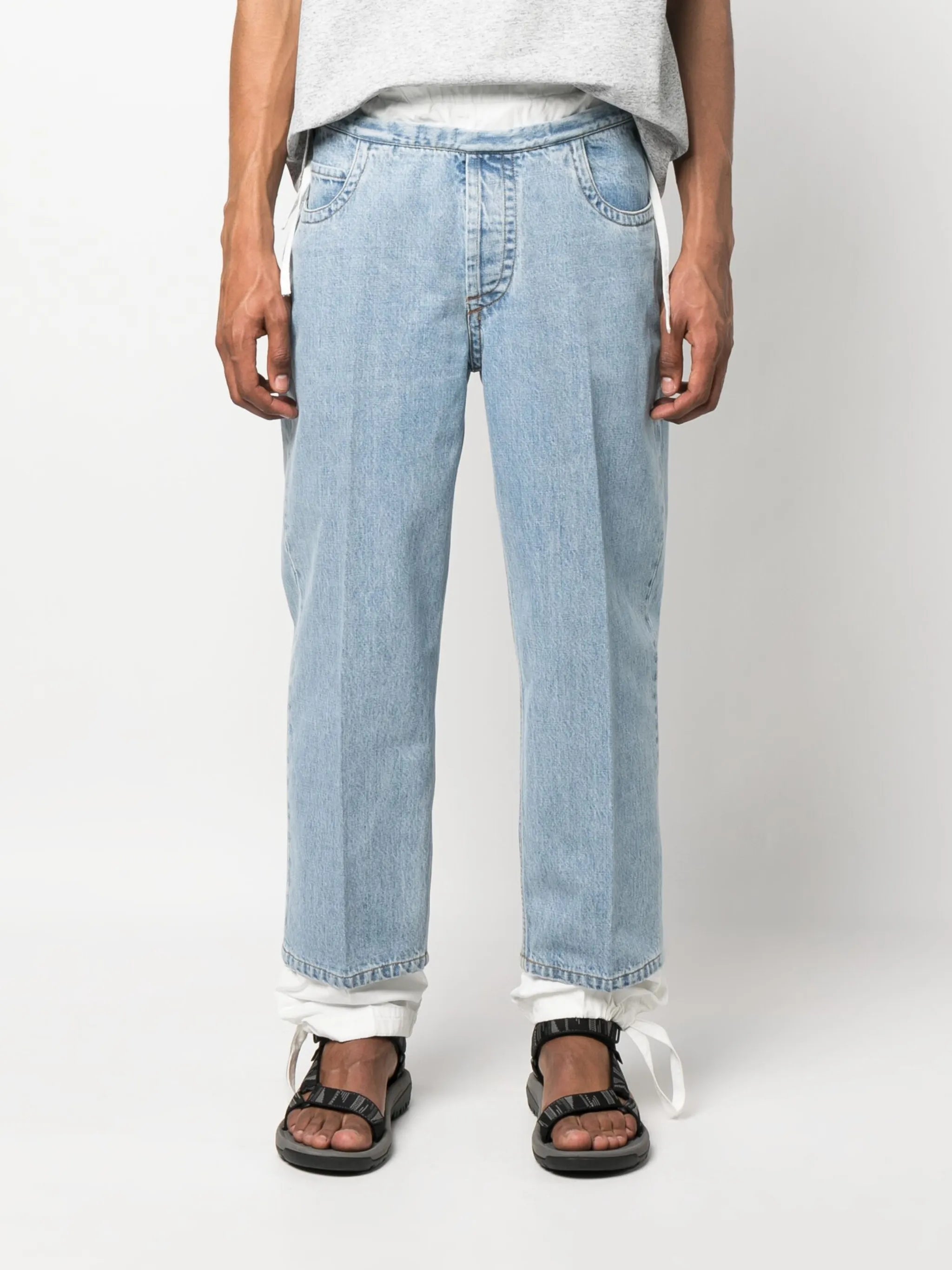 metal-eyelet loose-fit jeans