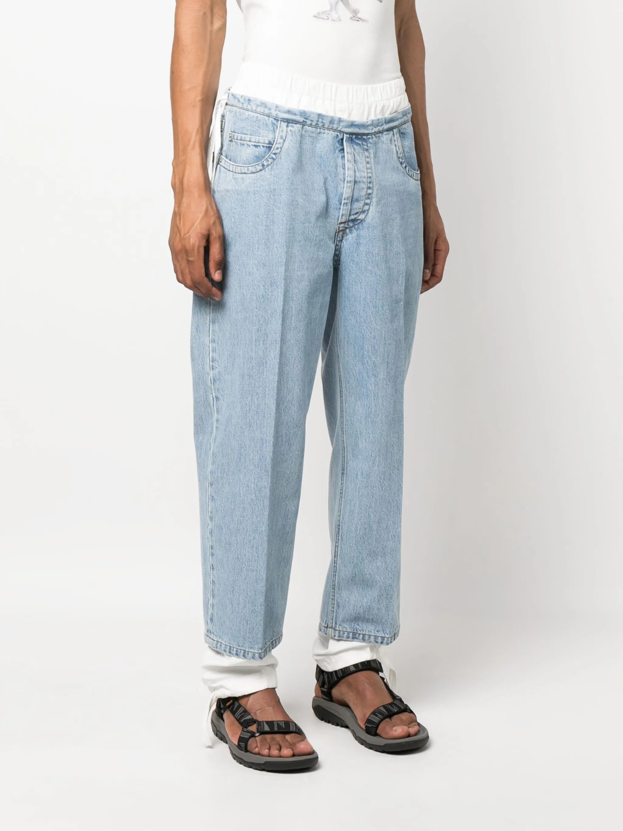 metal-eyelet loose-fit jeans