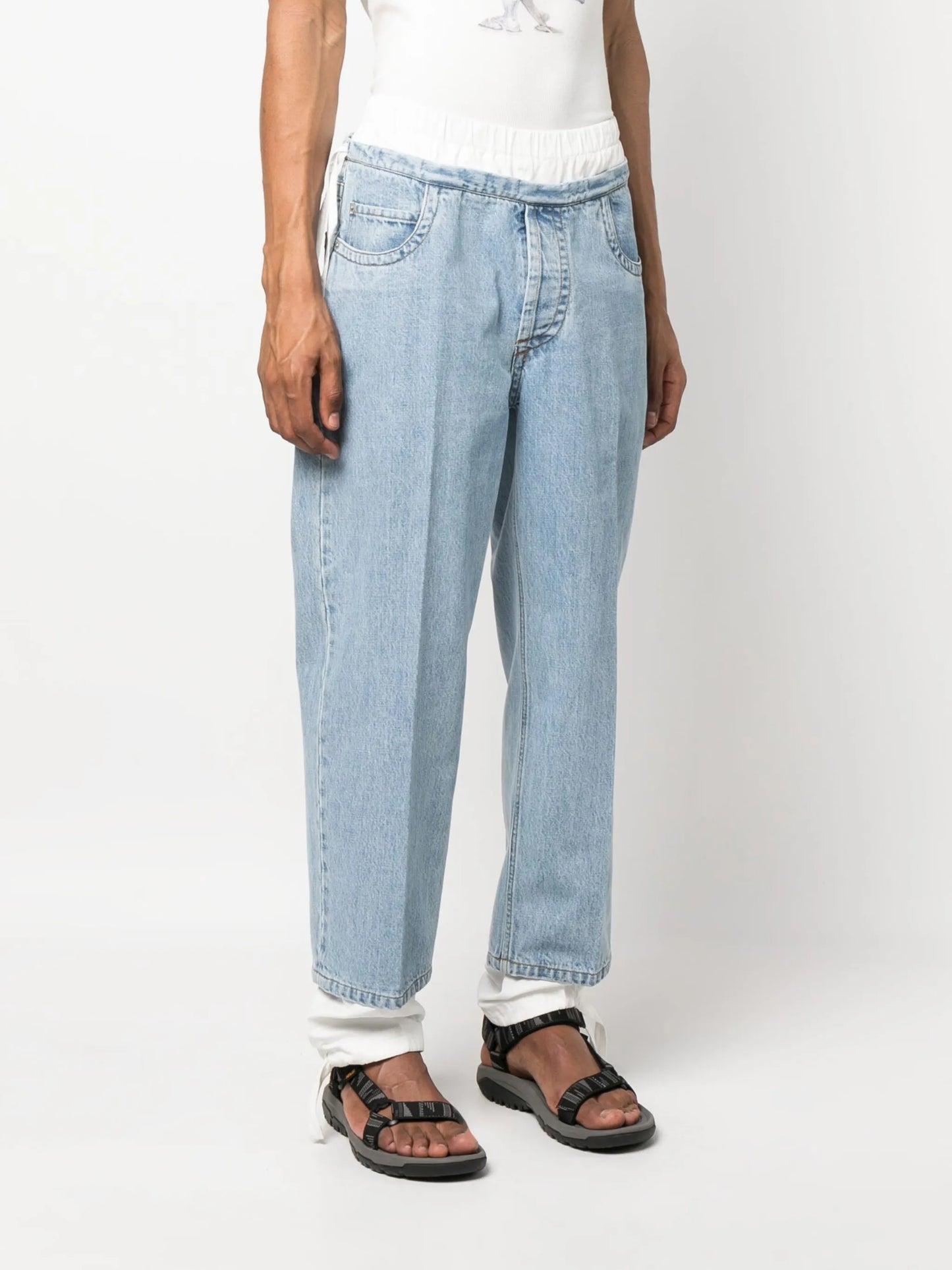 metal-eyelet loose-fit jeans