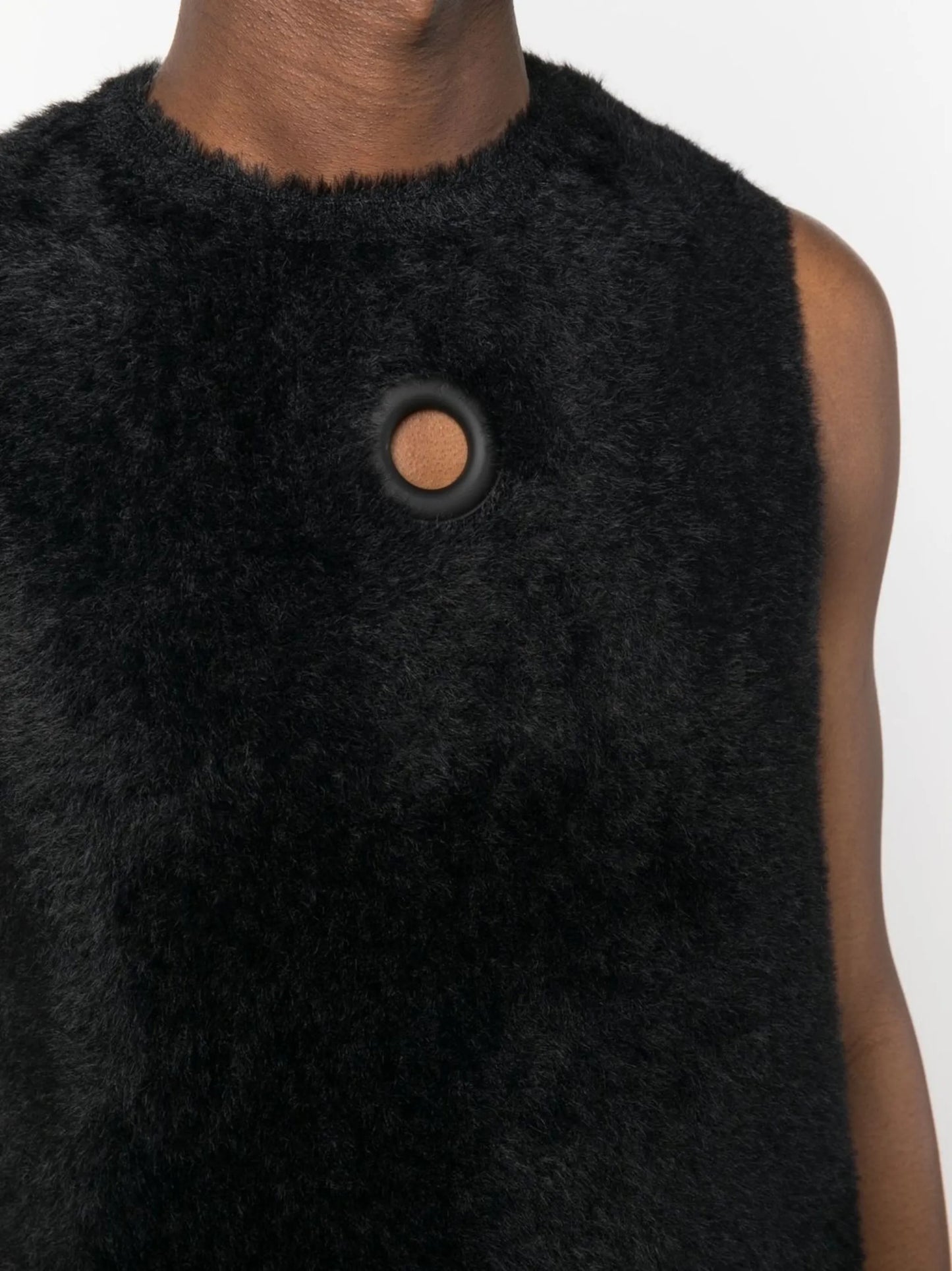 eyelet detail fleece vest