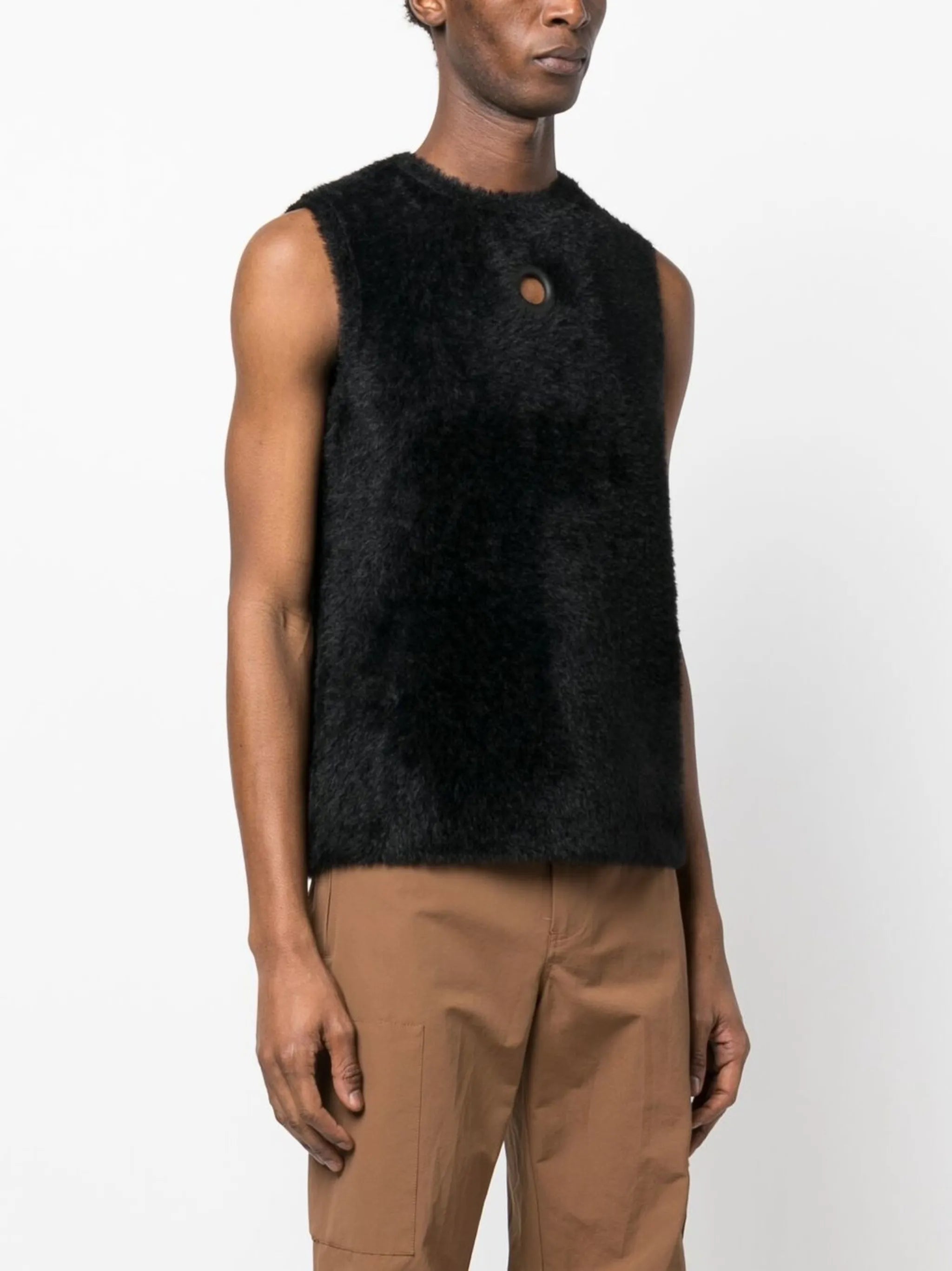 eyelet detail fleece vest