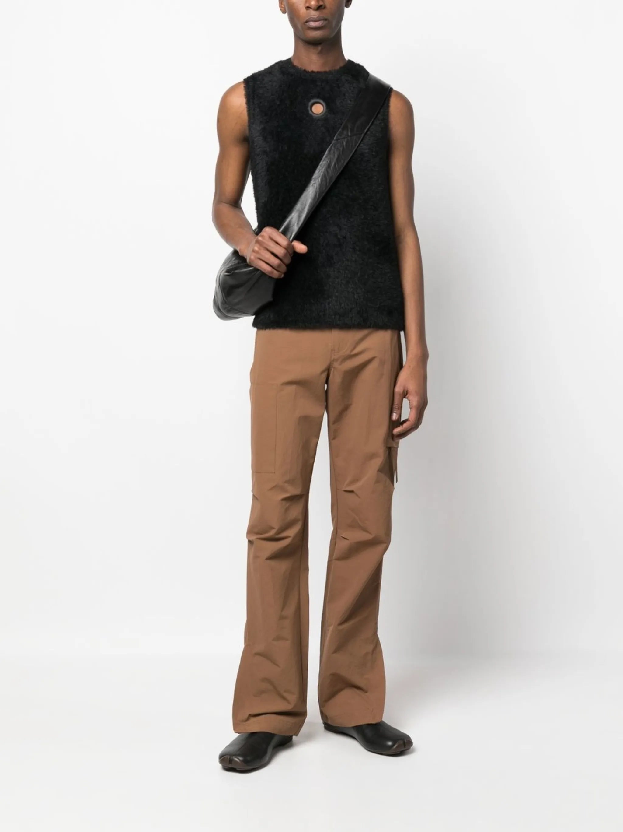 eyelet detail fleece vest