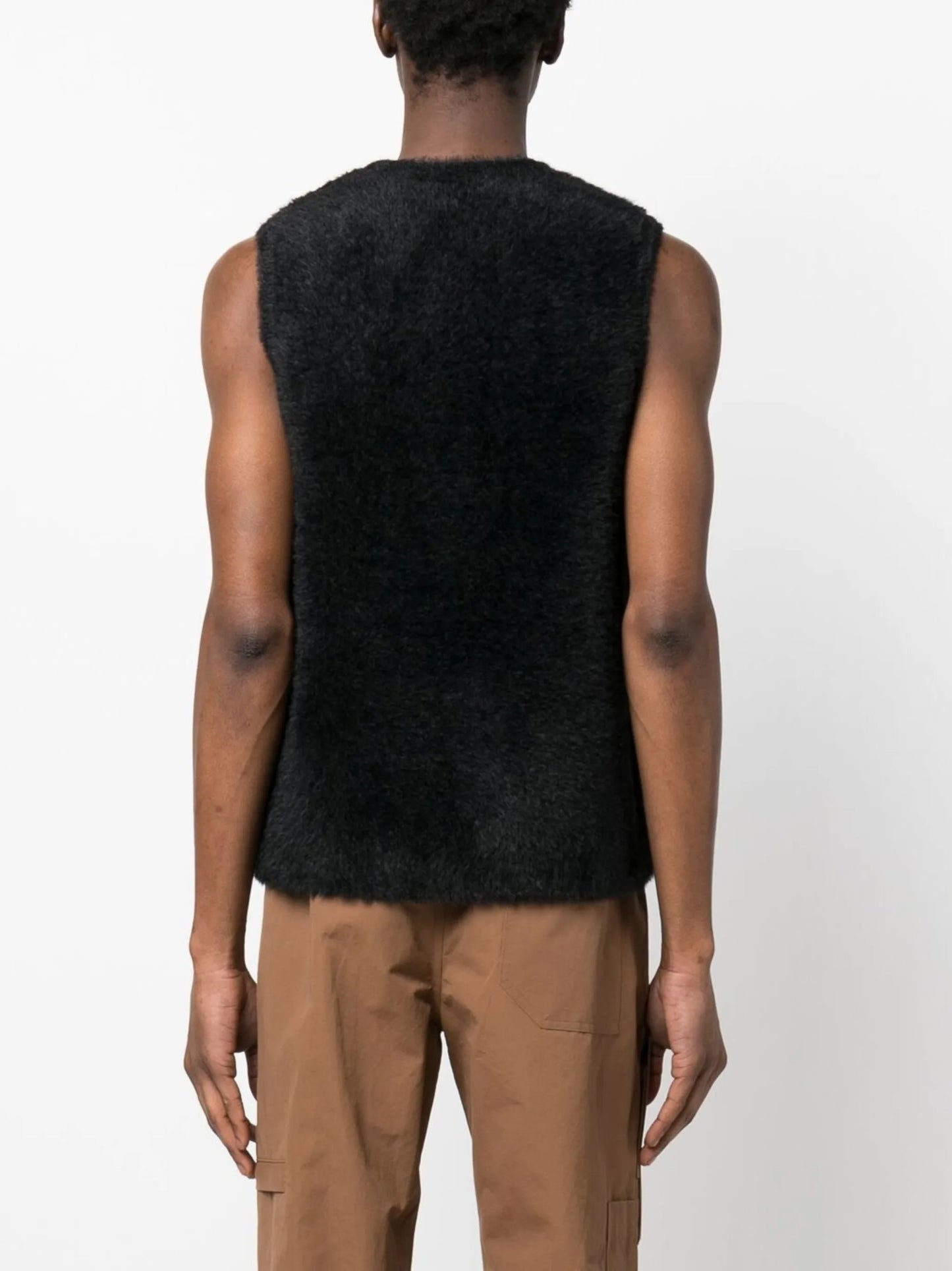 eyelet detail fleece vest