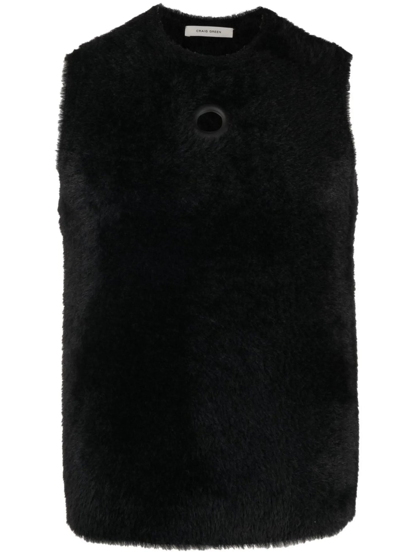 eyelet detail fleece vest
