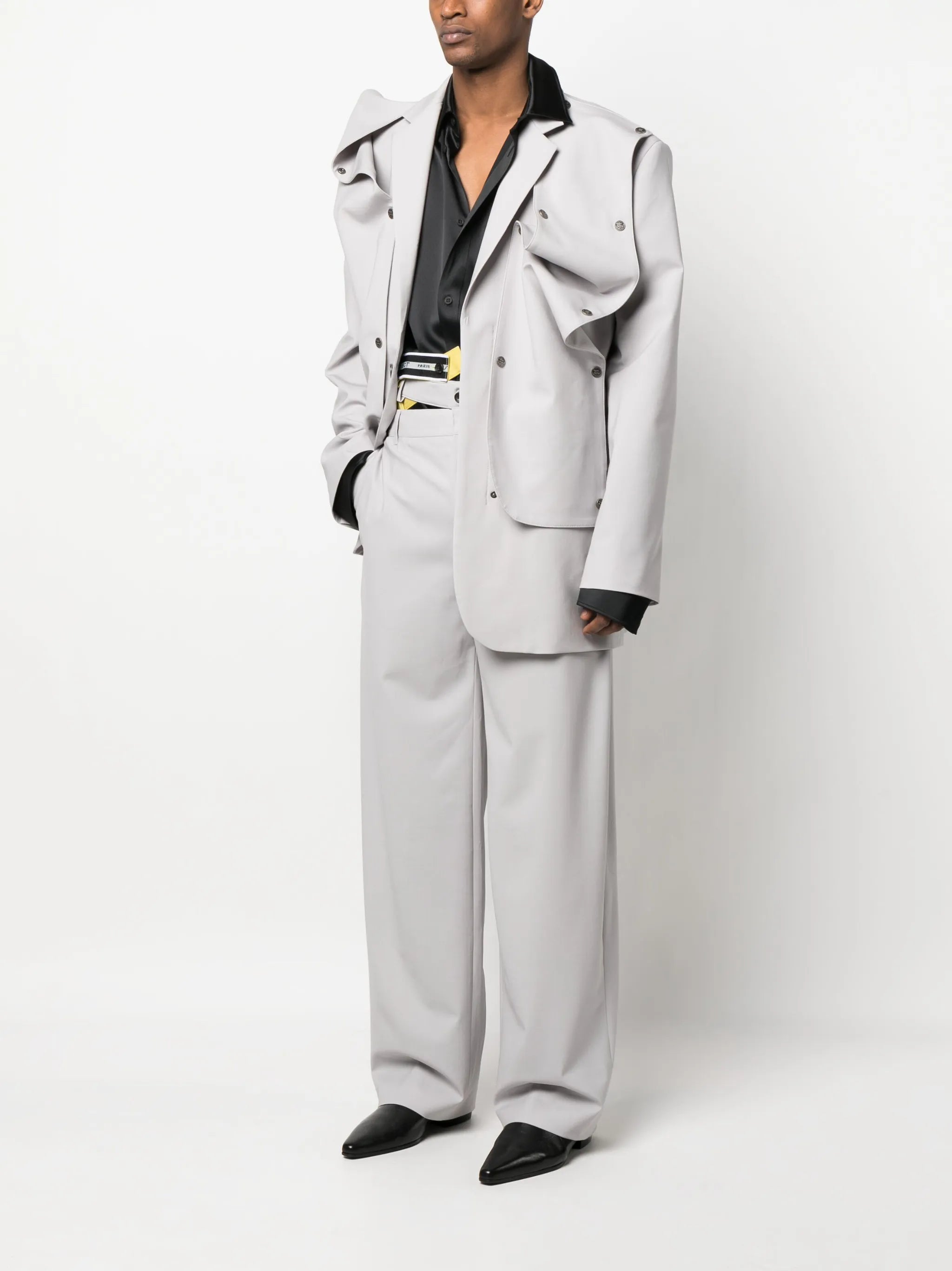layered-details wide-leg trousers