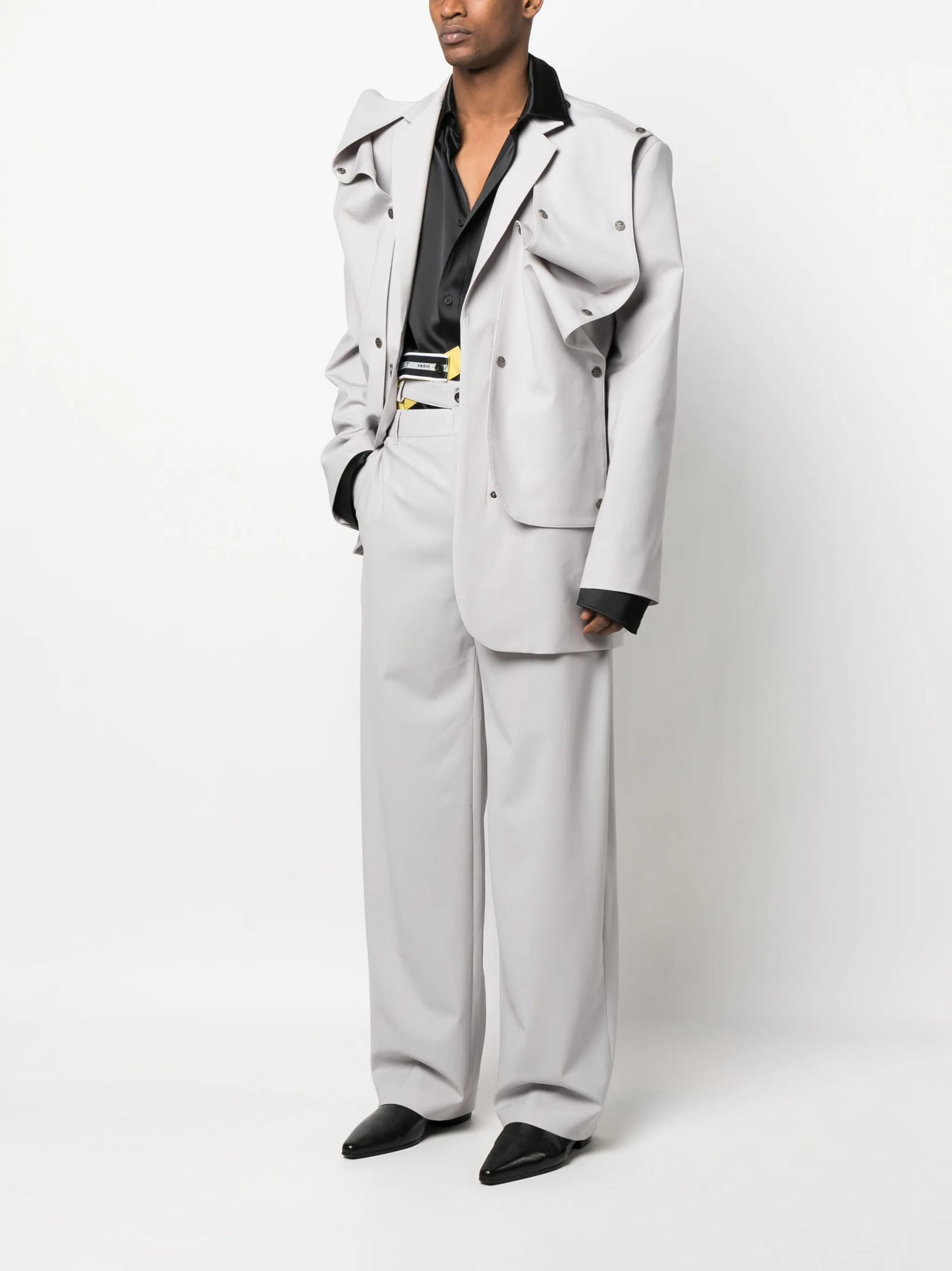 layered-details wide-leg trousers