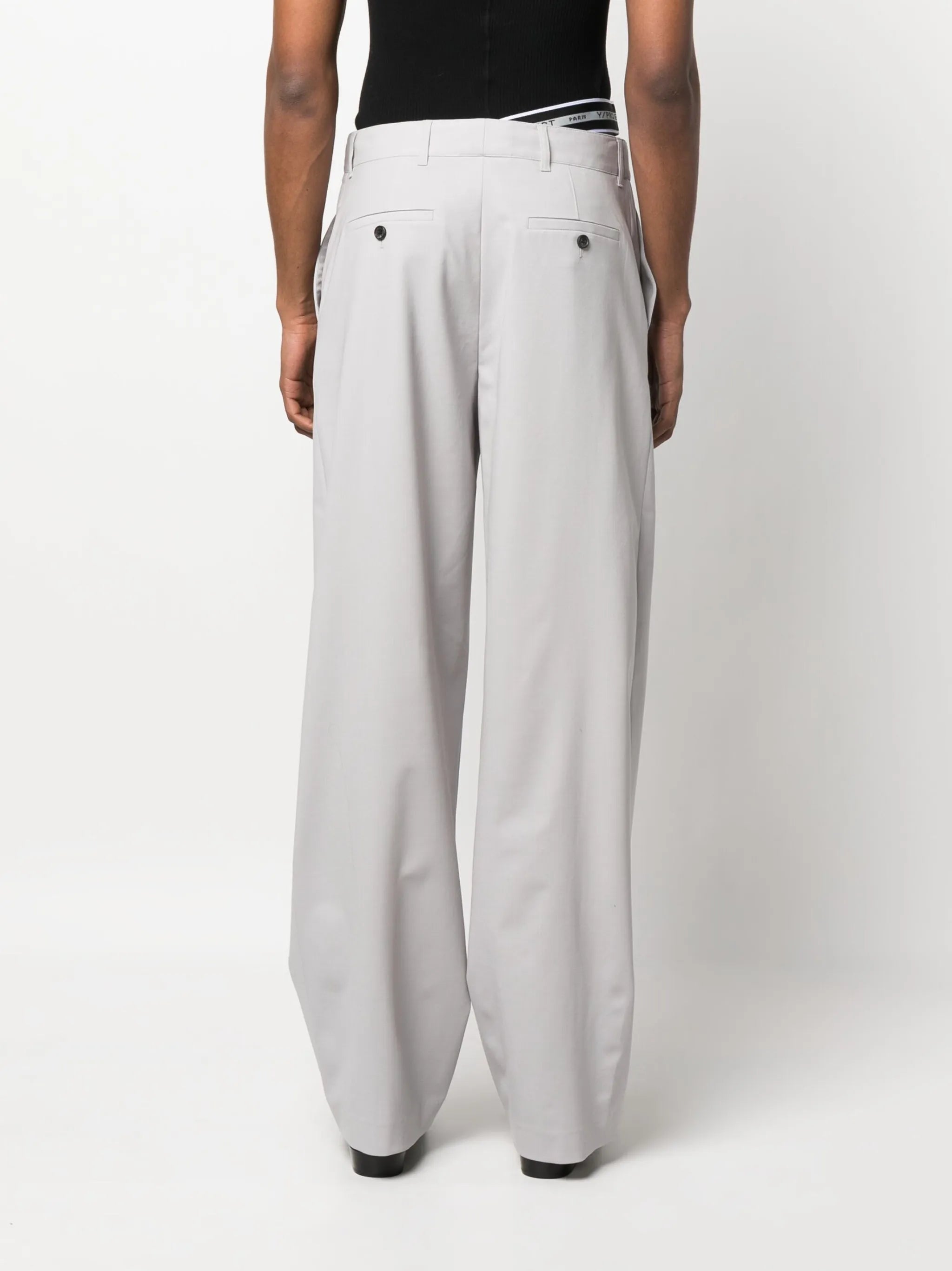 layered-details wide-leg trousers
